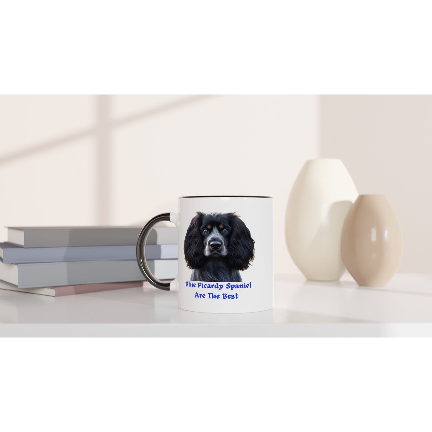 Blue Picardy Spaniel Dog White 11oz Ceramic Mug with Colour Inside - Petselfie