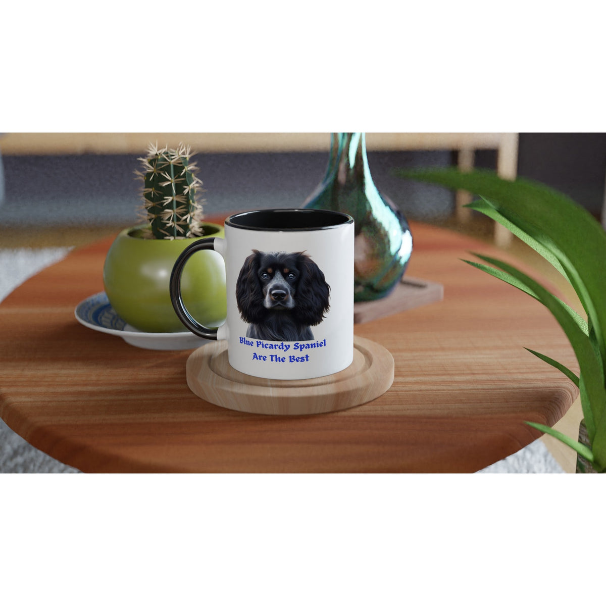 Blue Picardy Spaniel Dog White 11oz Ceramic Mug with Colour Inside - Petselfie