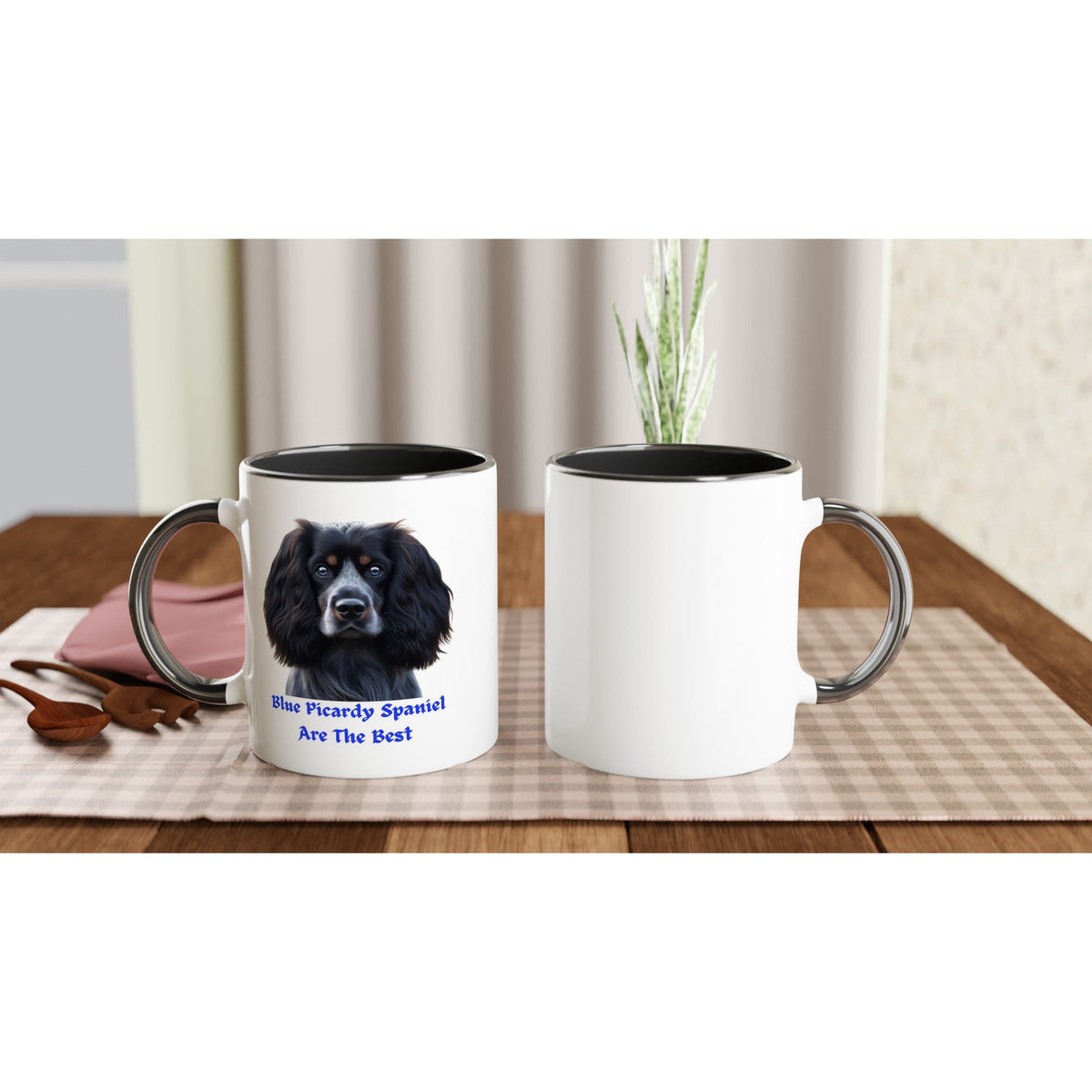 Blue Picardy Spaniel Dog White 11oz Ceramic Mug with Colour Inside - Petselfie