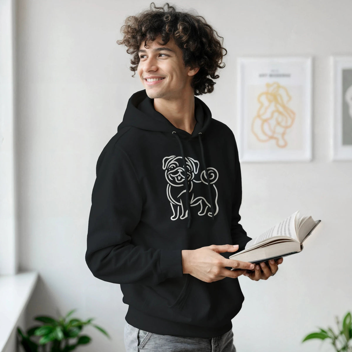 Pug Silhouette Pullover Hoodie - Petselfie