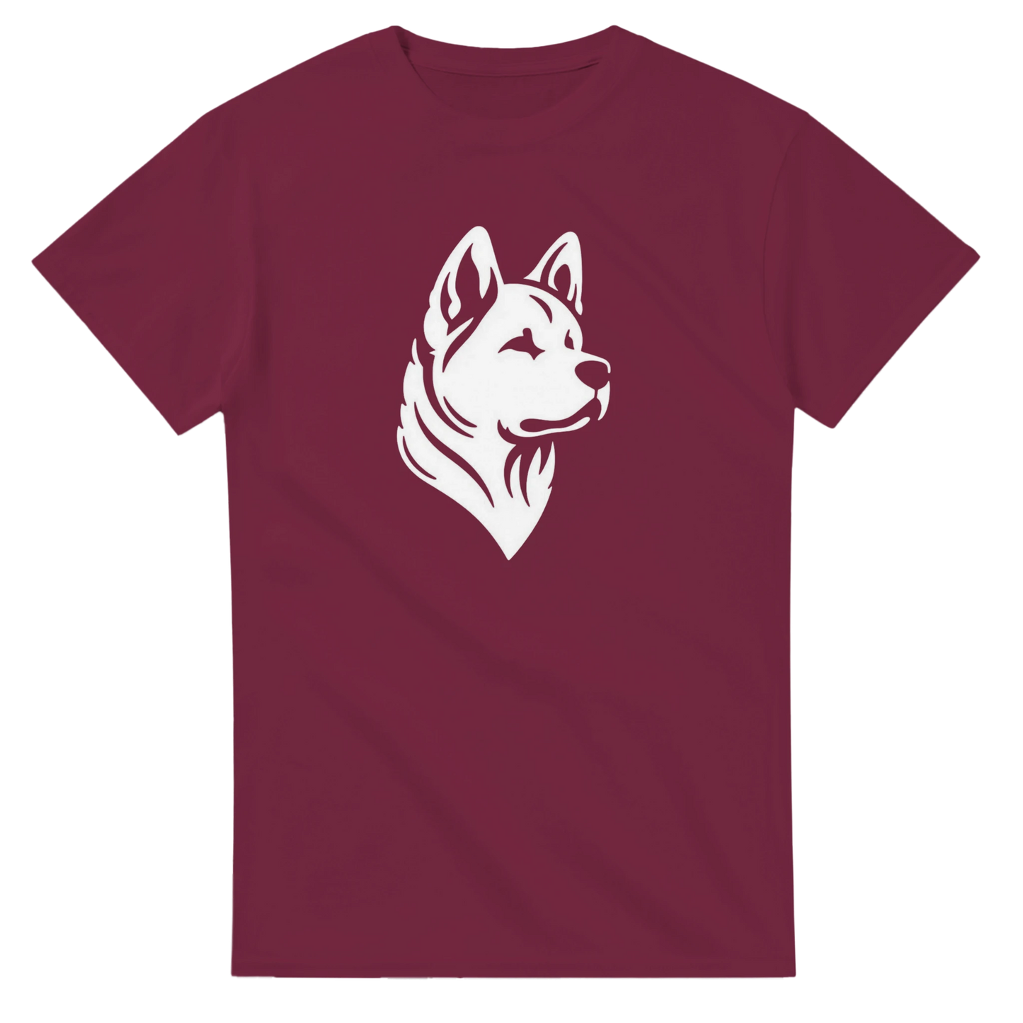 mauve t-shirt with american akita white graphic