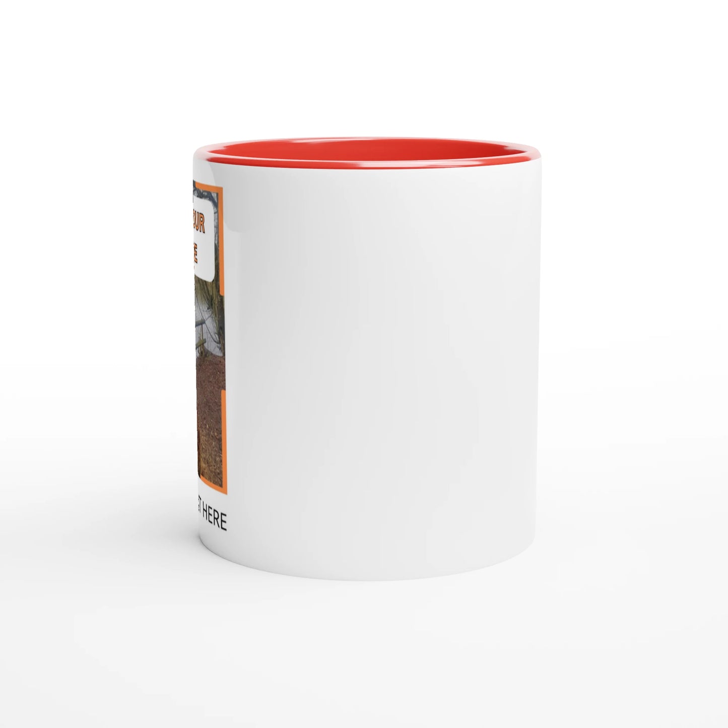 Red Personalised ceramic mug with vibrant colour interior, featuring custom pet photo design, stylish and durable drinkware for pet lovers from PetSelfie