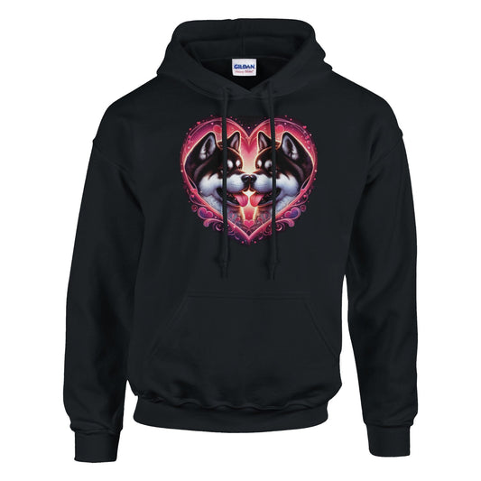 American Akitas Kissing Valentine Pullover Hoodie - Petselfie