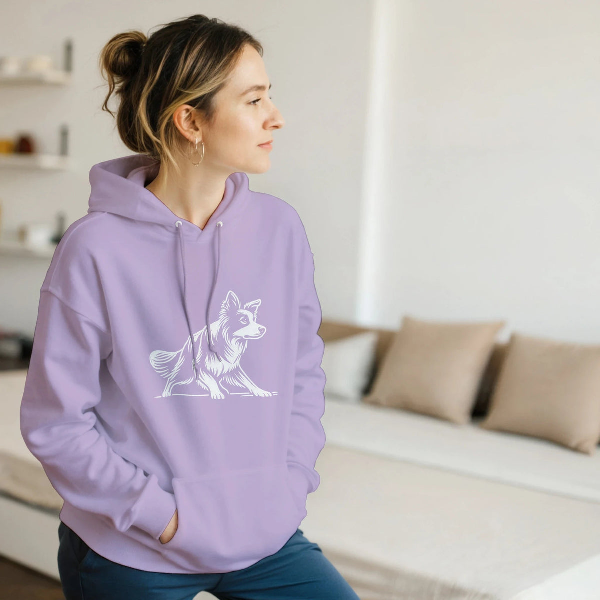 Border Collie Silhouette Pullover Hoodie - Petselfie