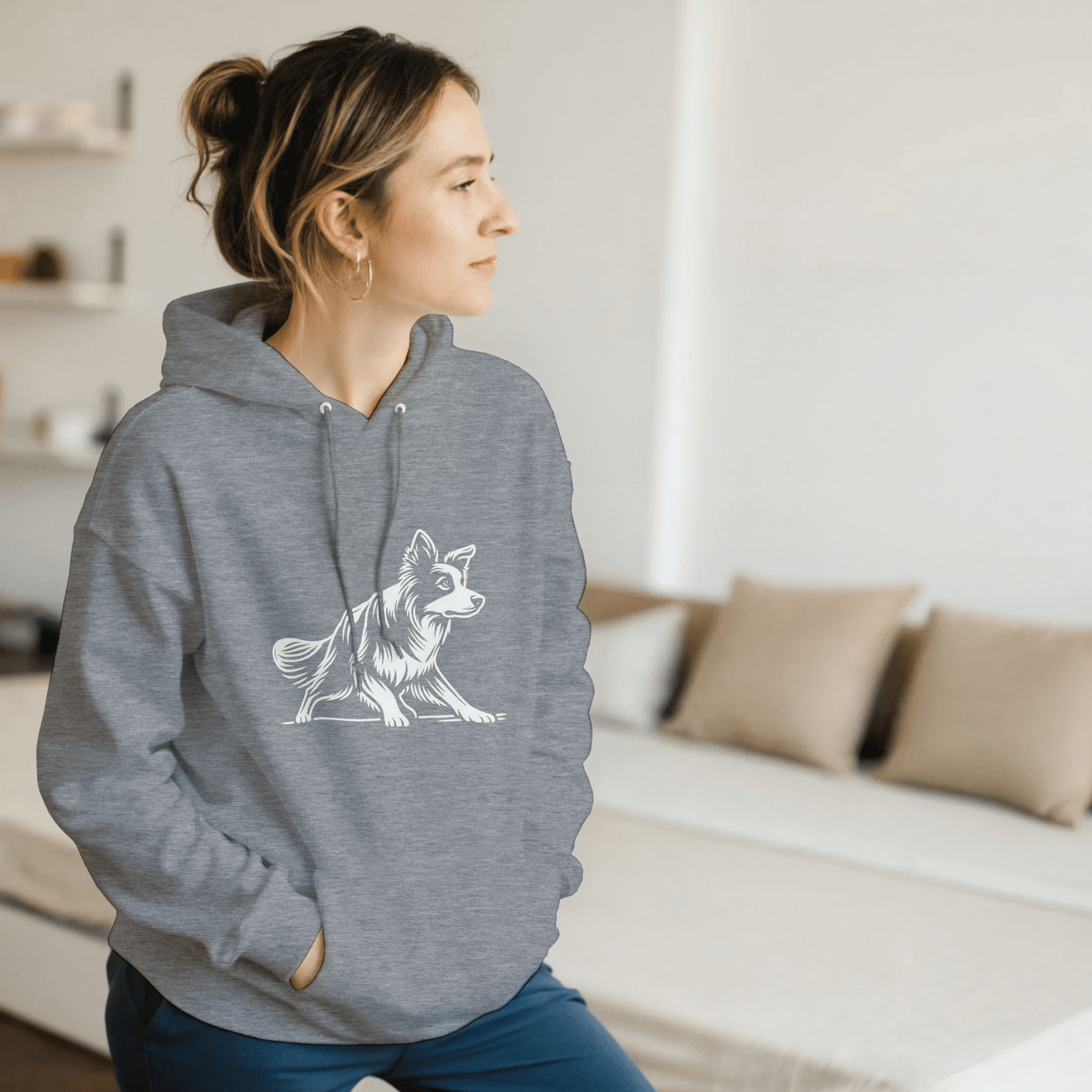 Border Collie Silhouette Pullover Hoodie - Petselfie