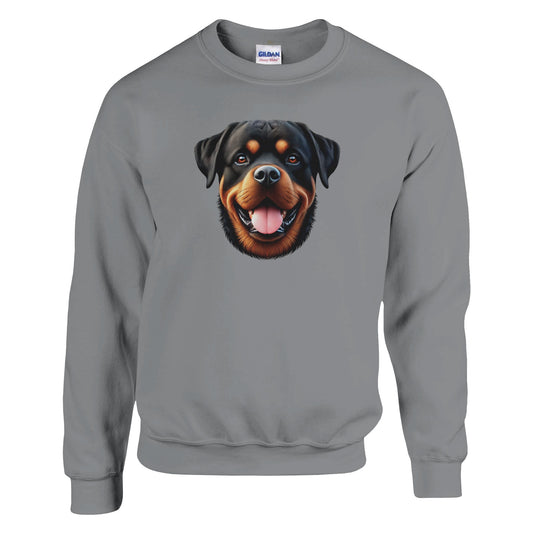 Sport grey sweatshirt with a face of a rottweiler on the front