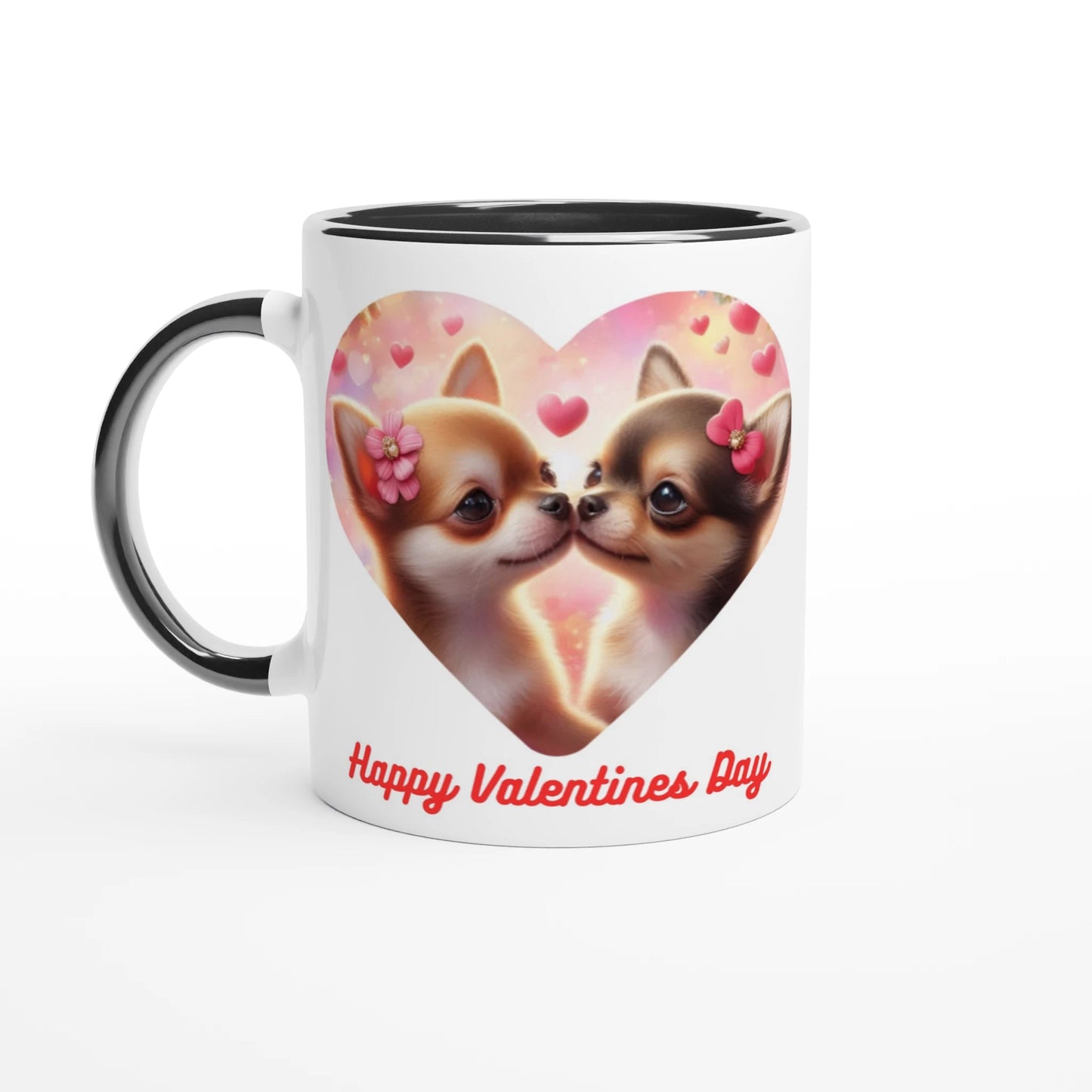 Chihuahuas Kissing Valentine Mug with Colour Inside - Petselfie