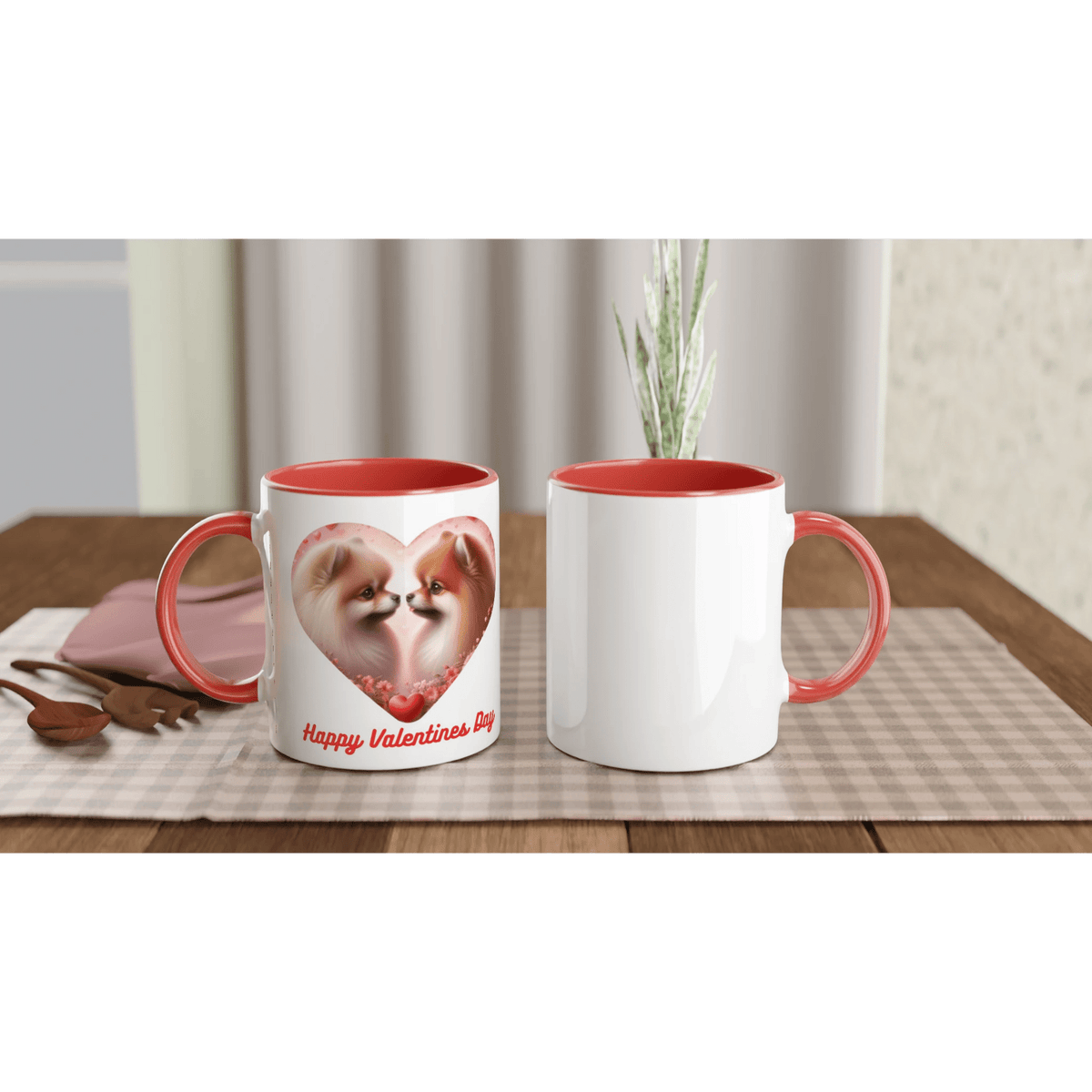 Chihuahua's Kissing Valentine Mug with Colour Inside - Petselfie