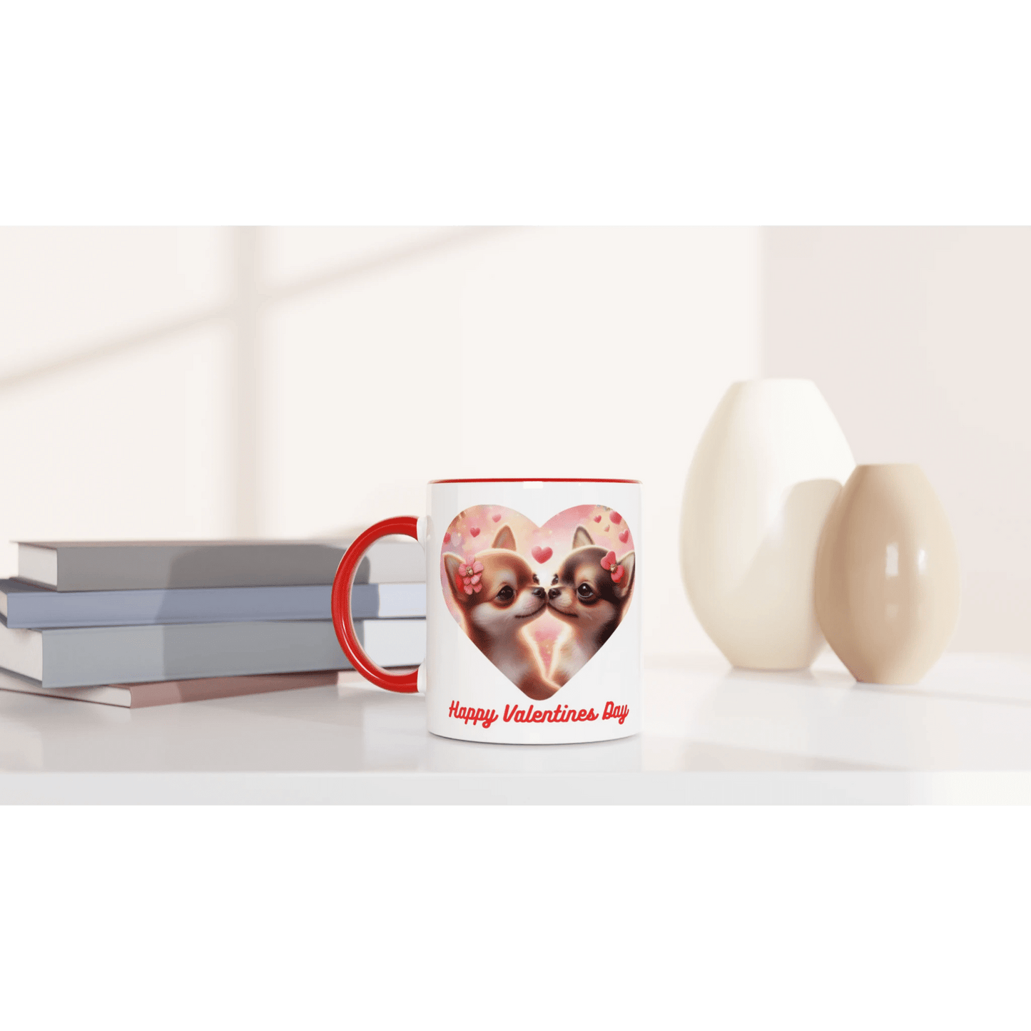 Chihuahuas Kissing Valentine Mug with Colour Inside - Petselfie