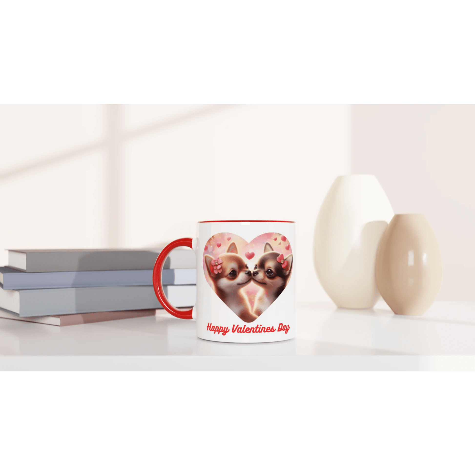 Chihuahuas Kissing Valentine Mug with Colour Inside - Petselfie
