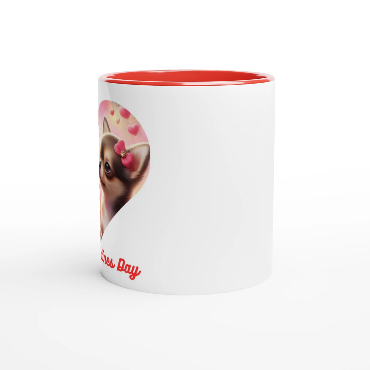 Chihuahuas Kissing Valentine Mug with Colour Inside - Petselfie