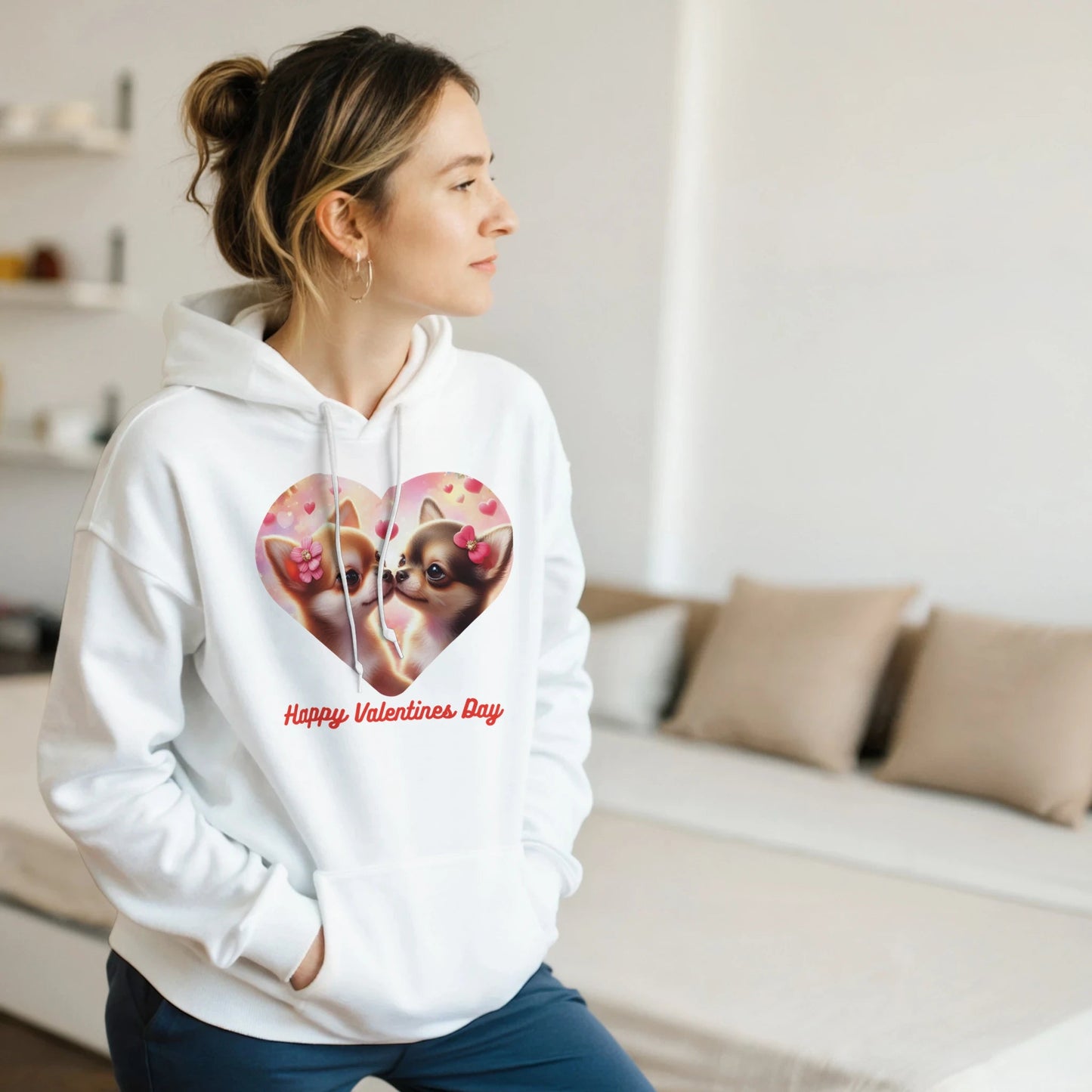 Chihuahuas Kissing Valentine Pullover Hoodie - Petselfie