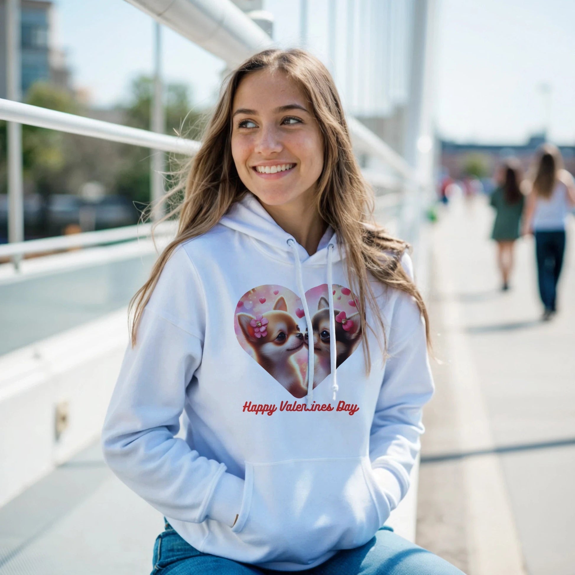 Chihuahuas Kissing Valentine Pullover Hoodie - Petselfie