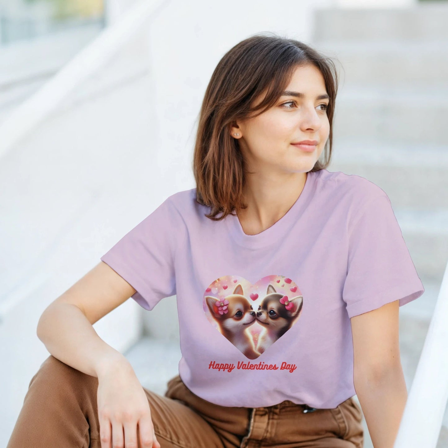 Chihuahuas Kissing Valentine T-shirt - Petselfie