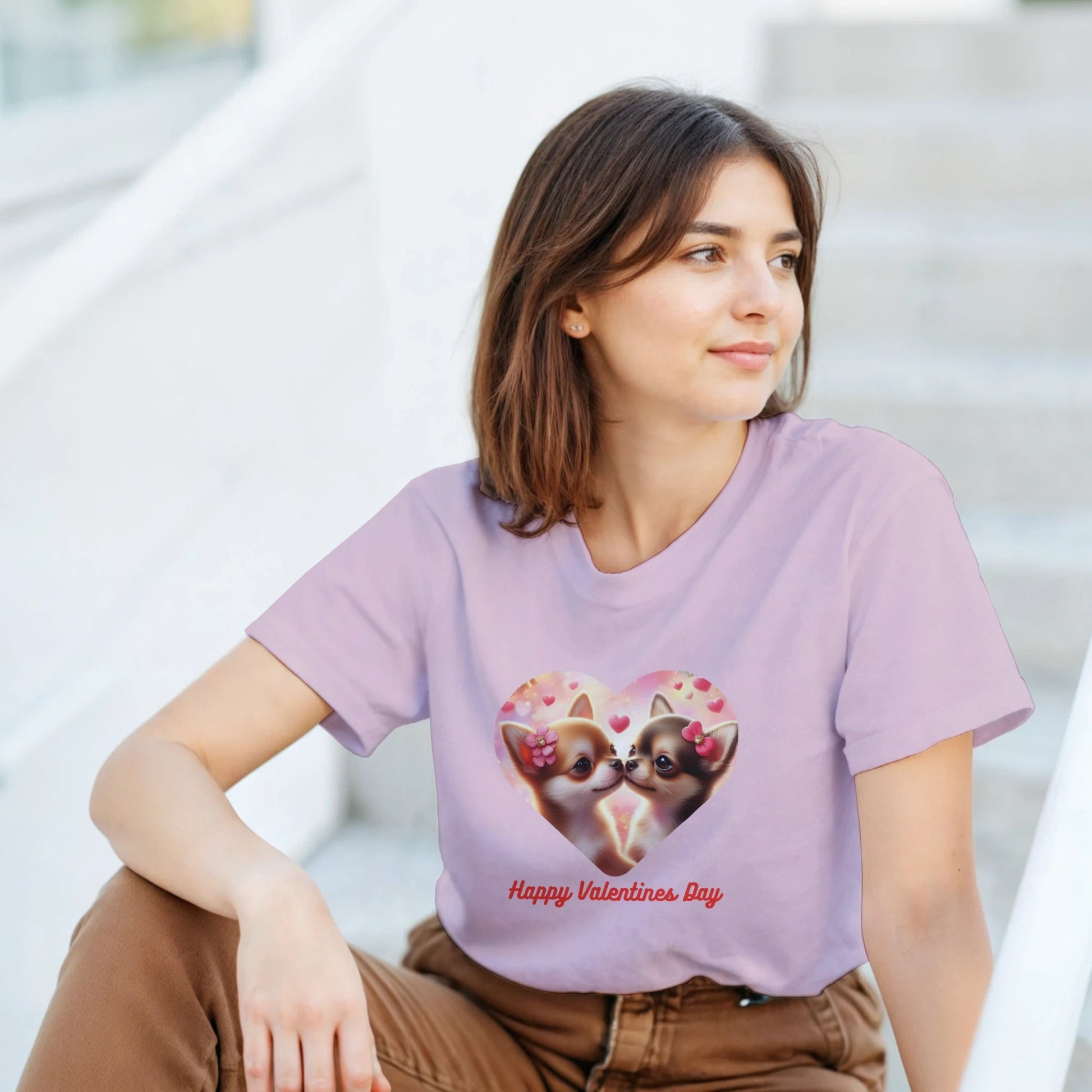 Chihuahuas Kissing Valentine T-shirt - Petselfie