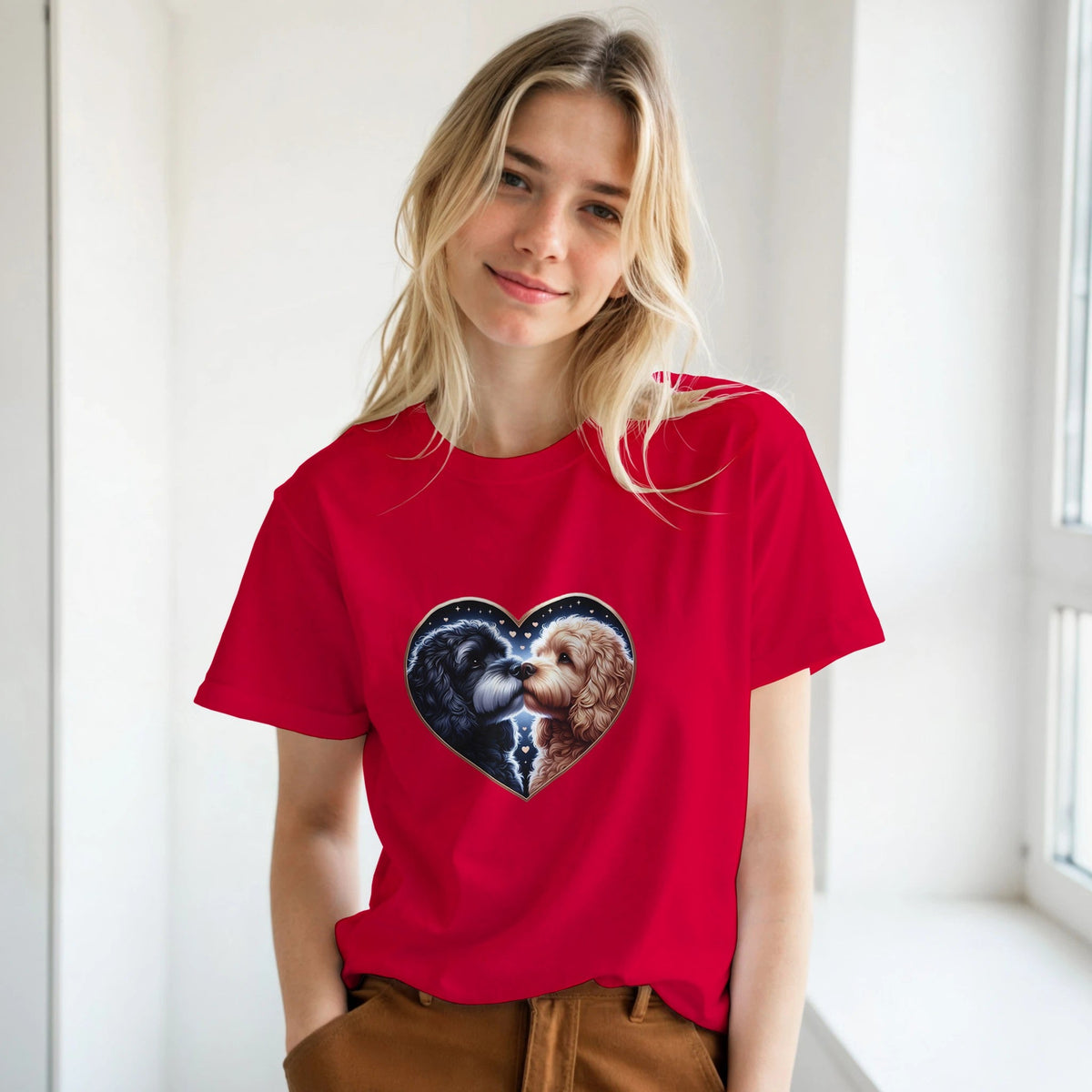 Cockapoo Kissing Valentine T-shirt - Petselfie