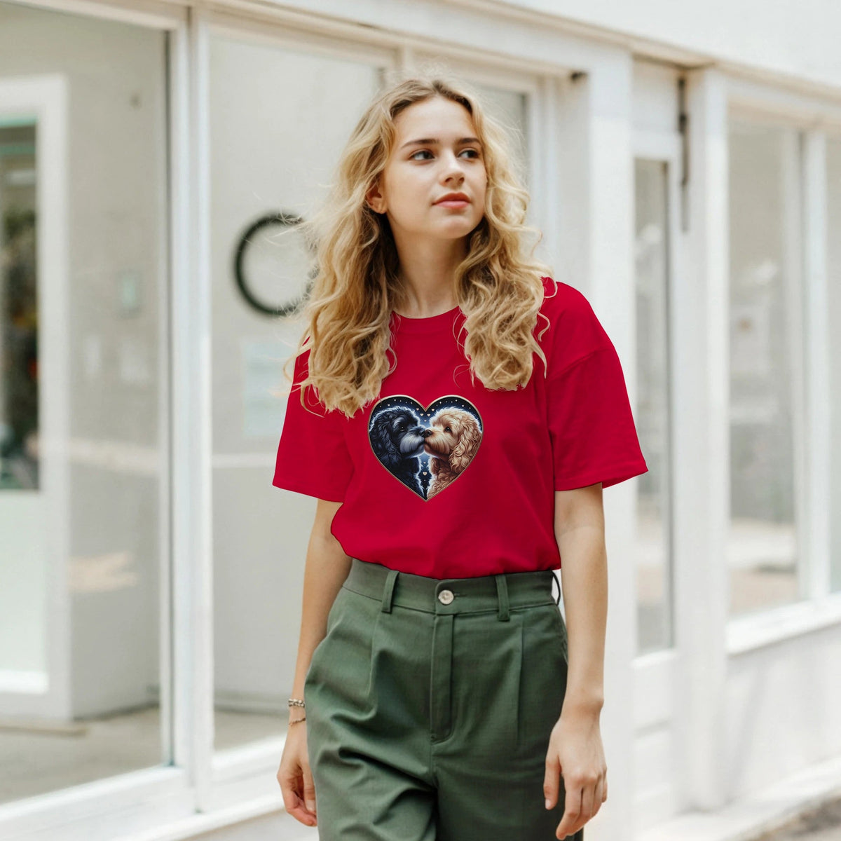 Cockapoo Kissing Valentine T-shirt - Petselfie