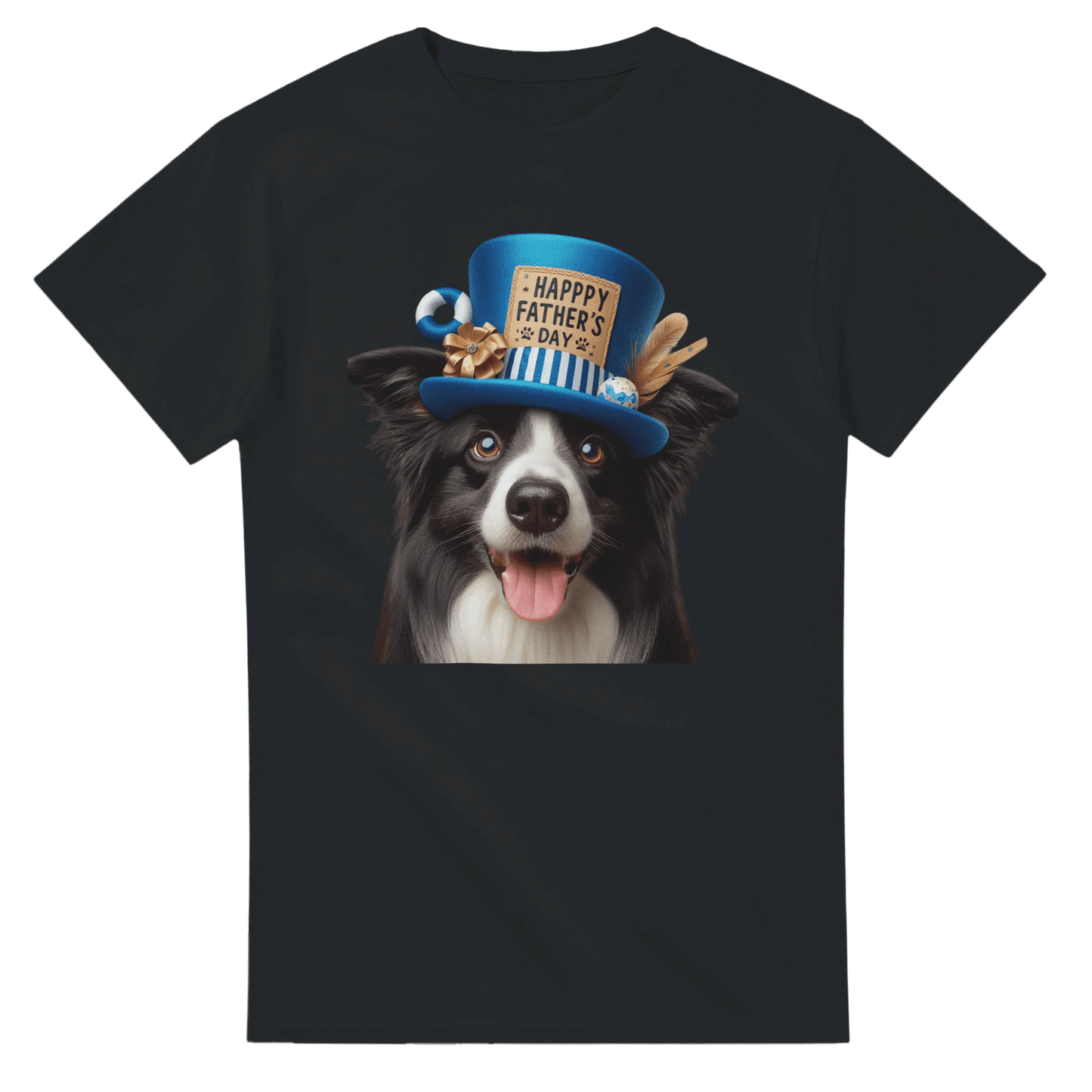 Fathers Day Border Collie With Hat T-shirt - Petselfie