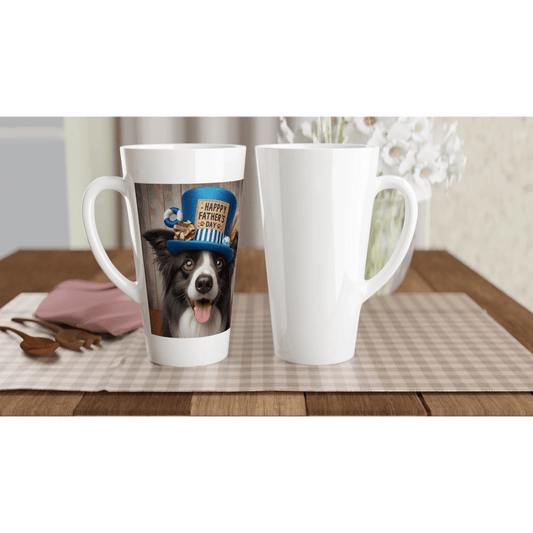 Fathers Day Border With Hat Collie Latte Mug - Petselfie
