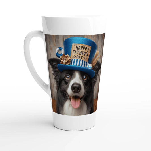 Fathers Day Border With Hat Collie Latte Mug - Petselfie