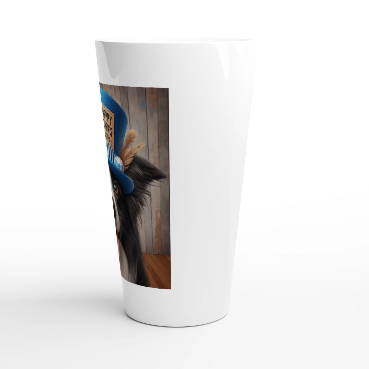 Fathers Day Border With Hat Collie Latte Mug - Petselfie