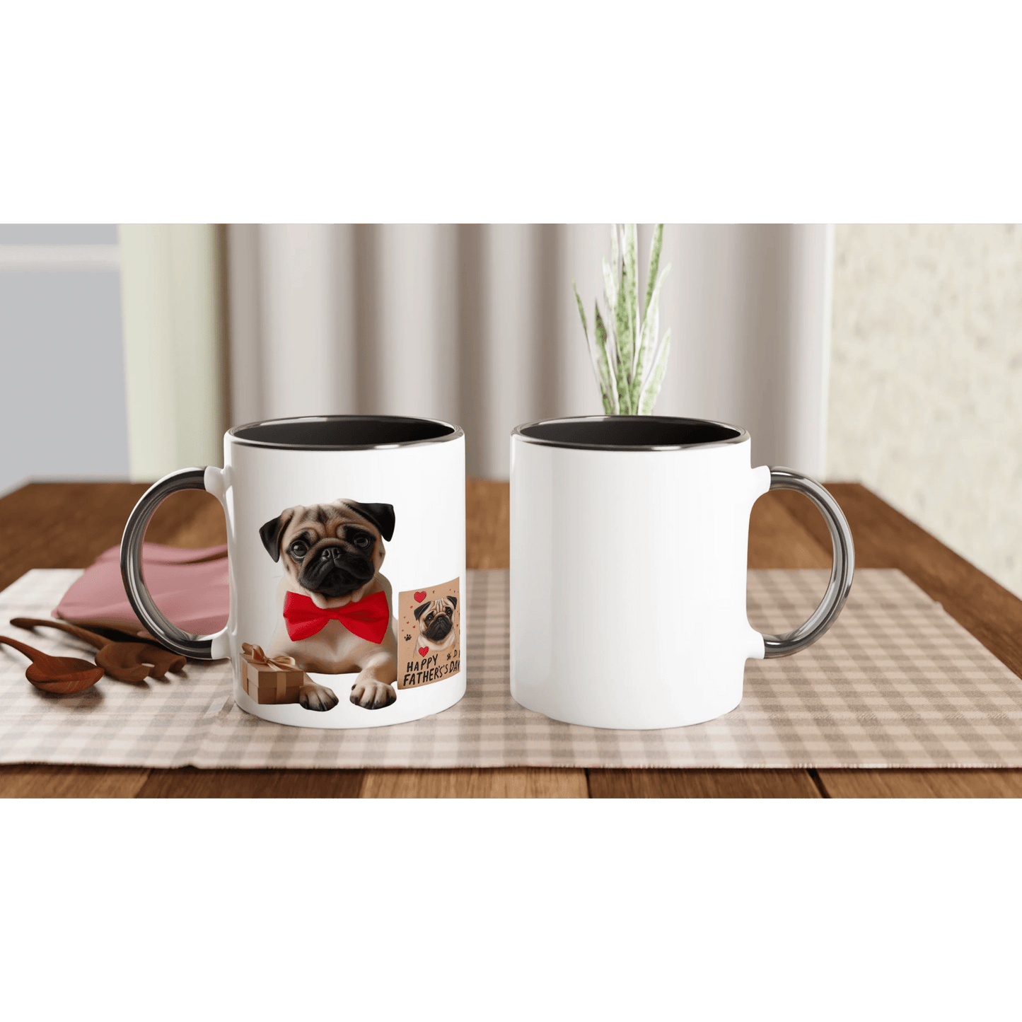 Fathers Day Pug Mug with Colour Inside - Petselfie