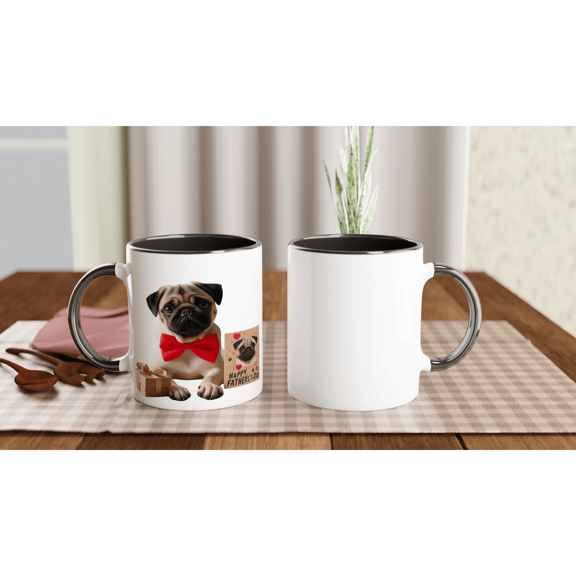 Fathers Day Pug Mug with Colour Inside - Petselfie