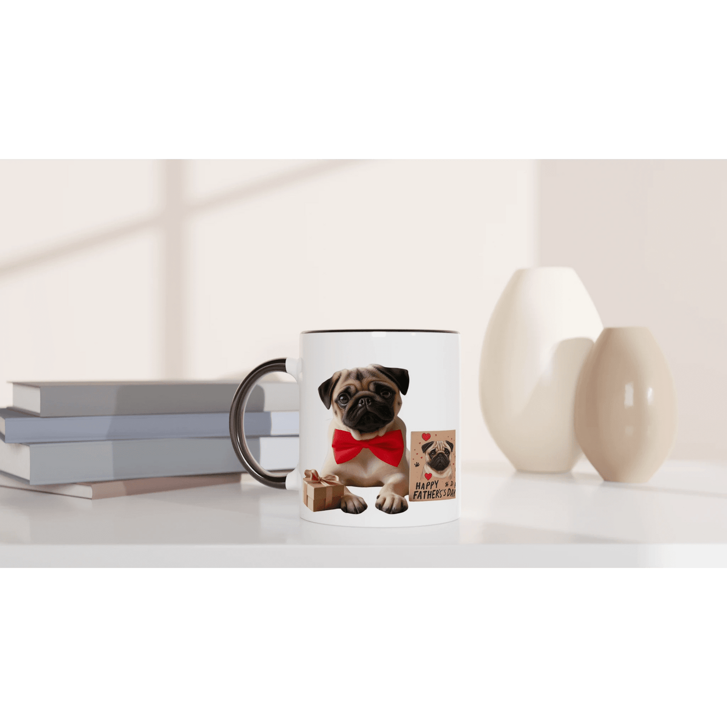 Fathers Day Pug Mug with Colour Inside - Petselfie