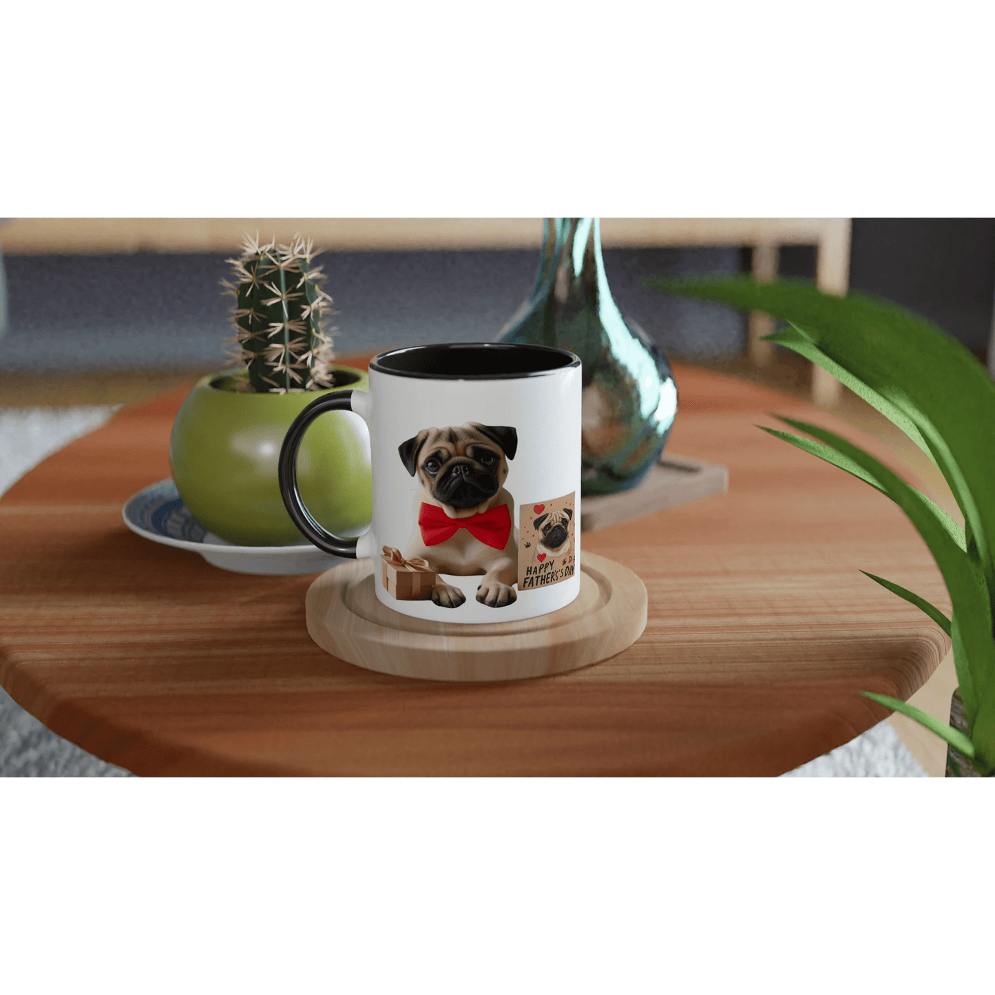 Fathers Day Pug Mug with Colour Inside - Petselfie