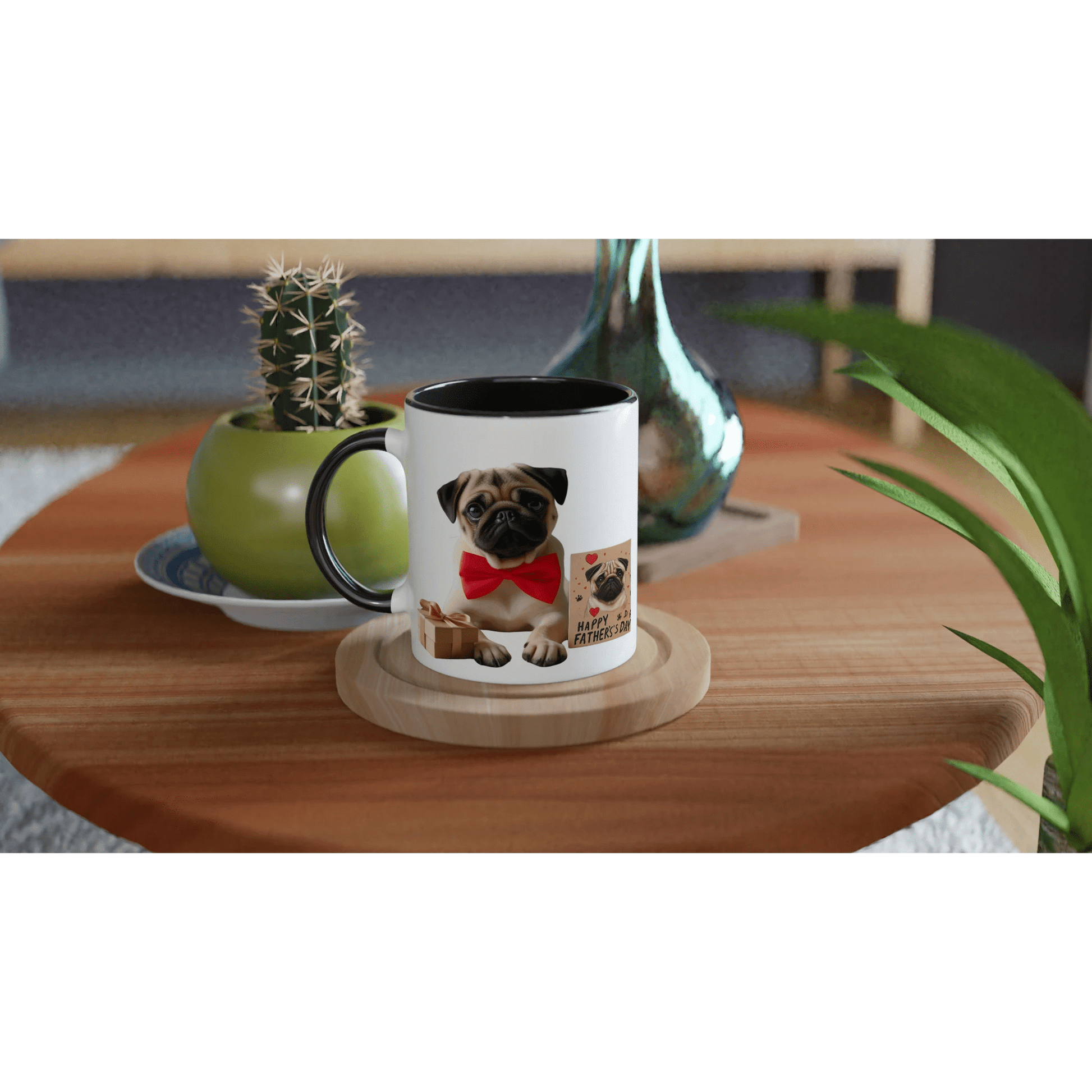 Fathers Day Pug Mug with Colour Inside - Petselfie