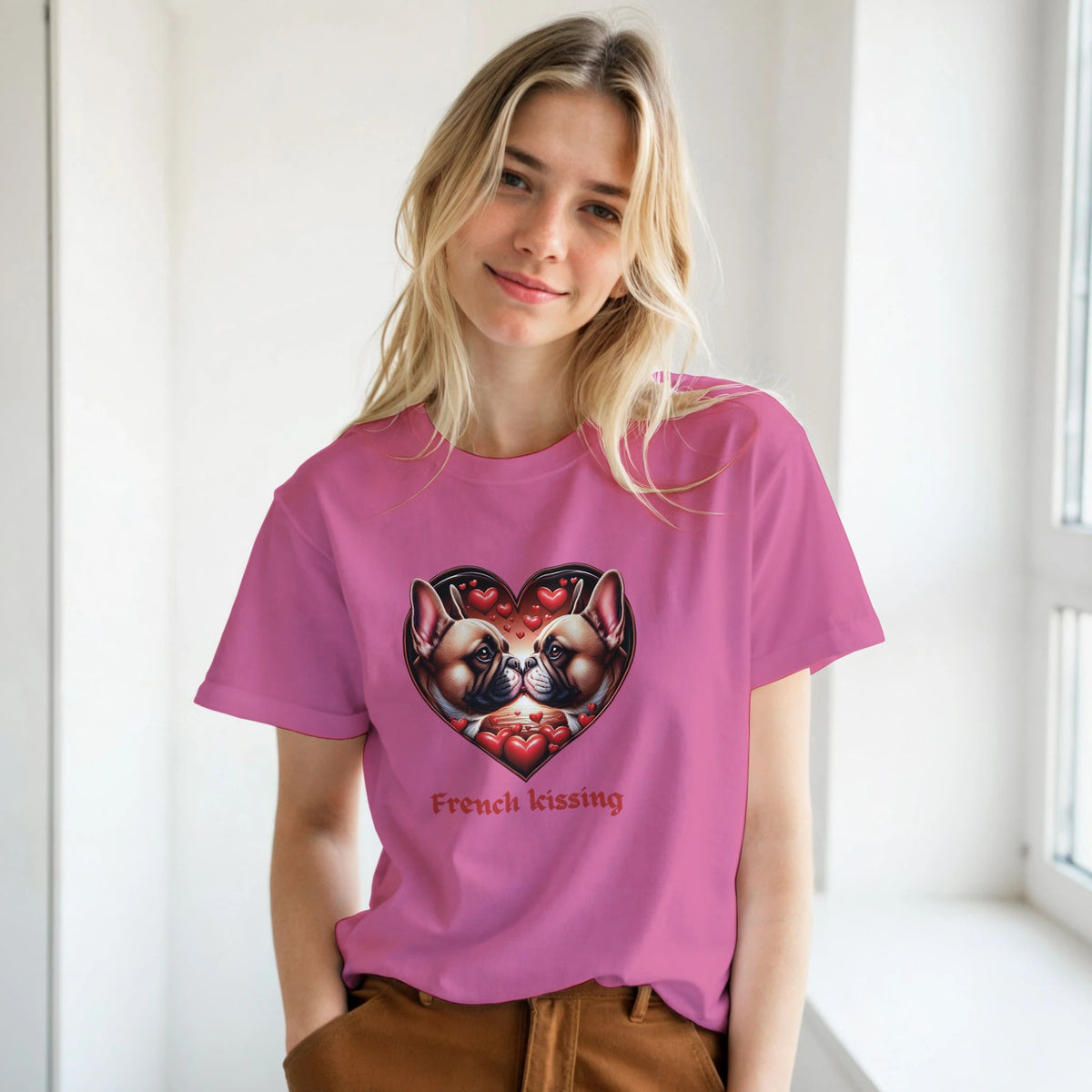 Frenchies French Kissing Valentine T-shirt - Petselfie