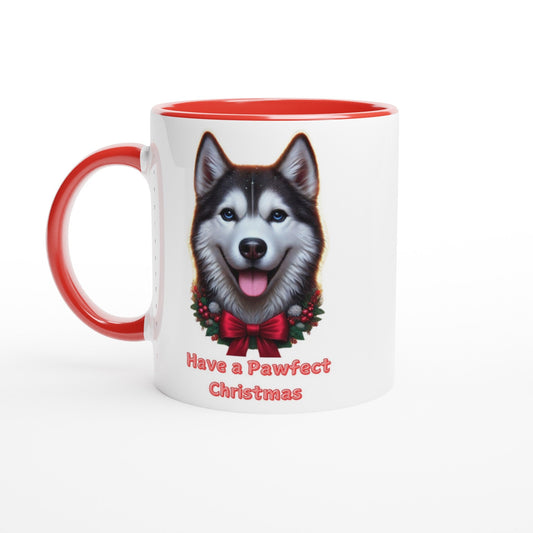 Husky Dog Christmas Mug with Colour Inside - Petselfie