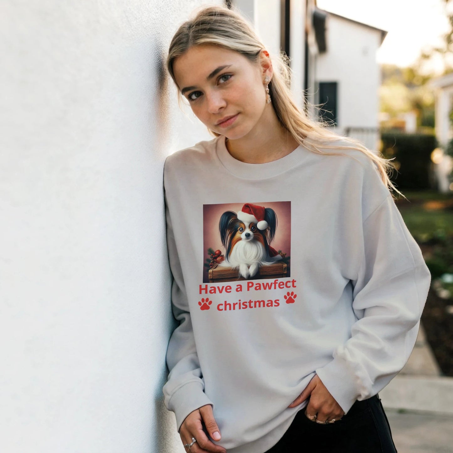 Papillon Christmas Crewneck Sweatshirt - Petselfie