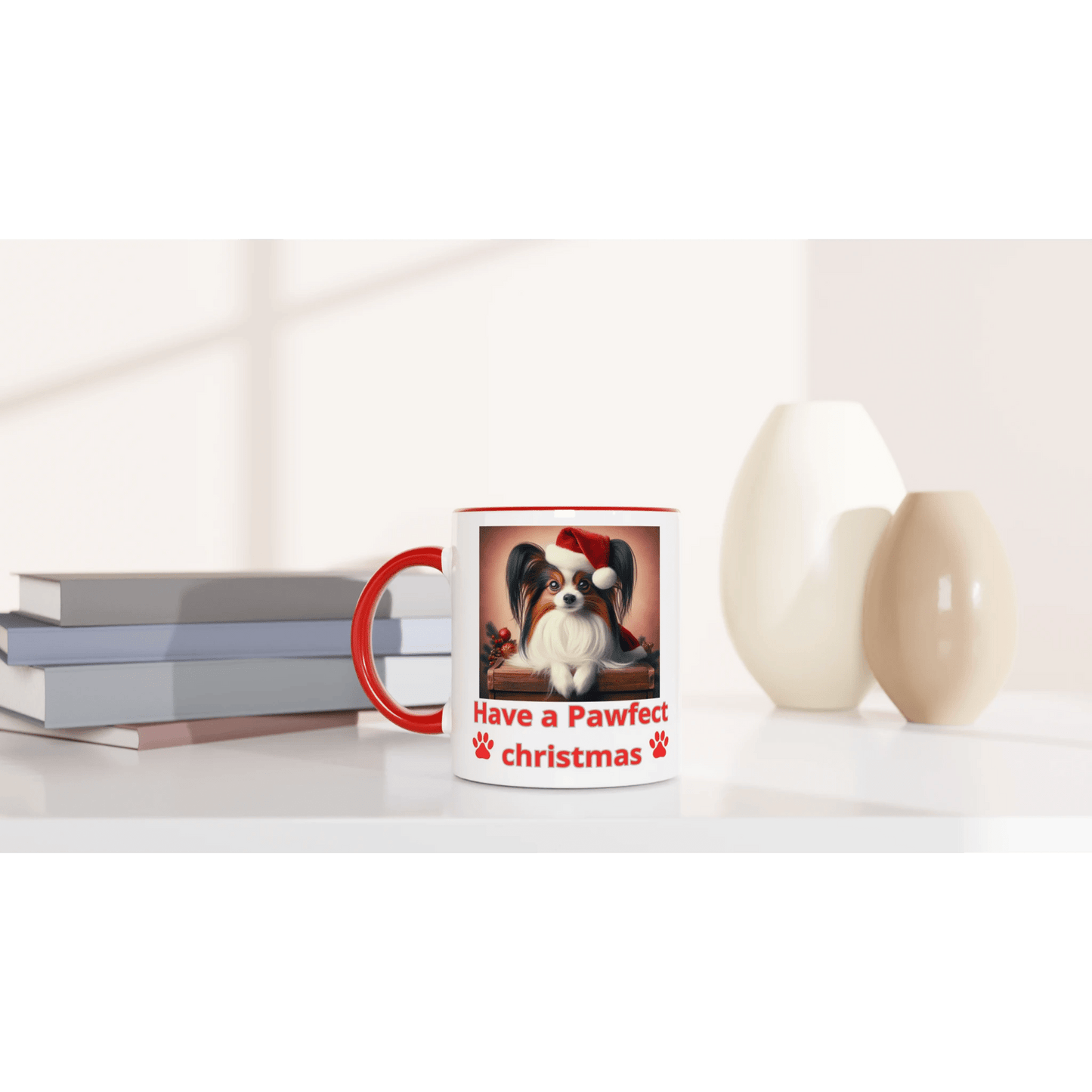 Papillon Christmas Mug with Colour Inside - Petselfie
