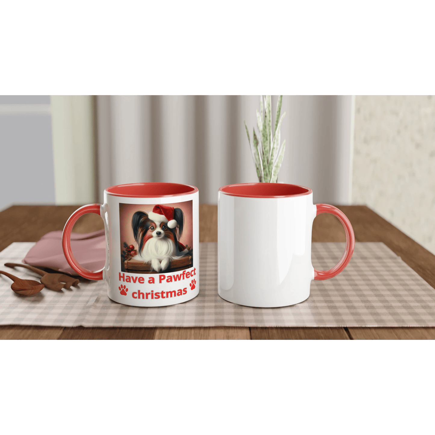 Papillon Christmas Mug with Colour Inside - Petselfie