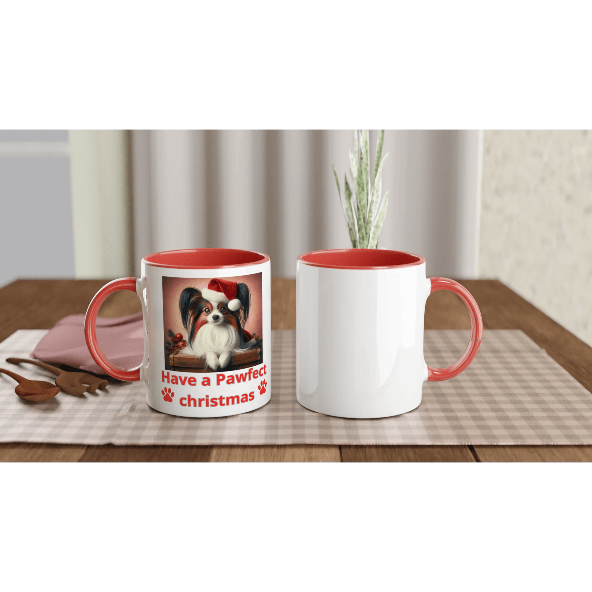 Papillon Christmas Mug with Colour Inside - Petselfie