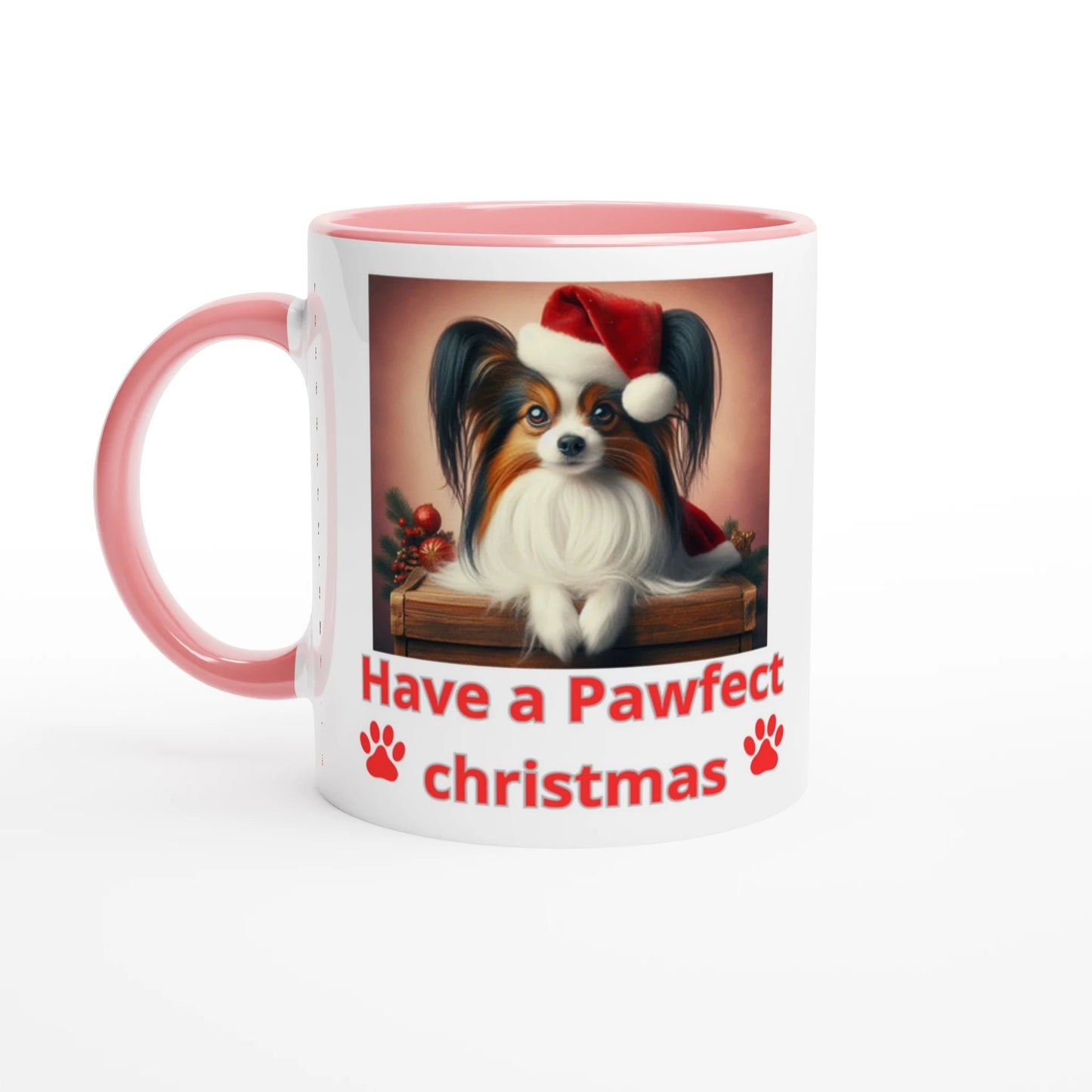 Papillon Christmas Mug with Colour Inside - Petselfie