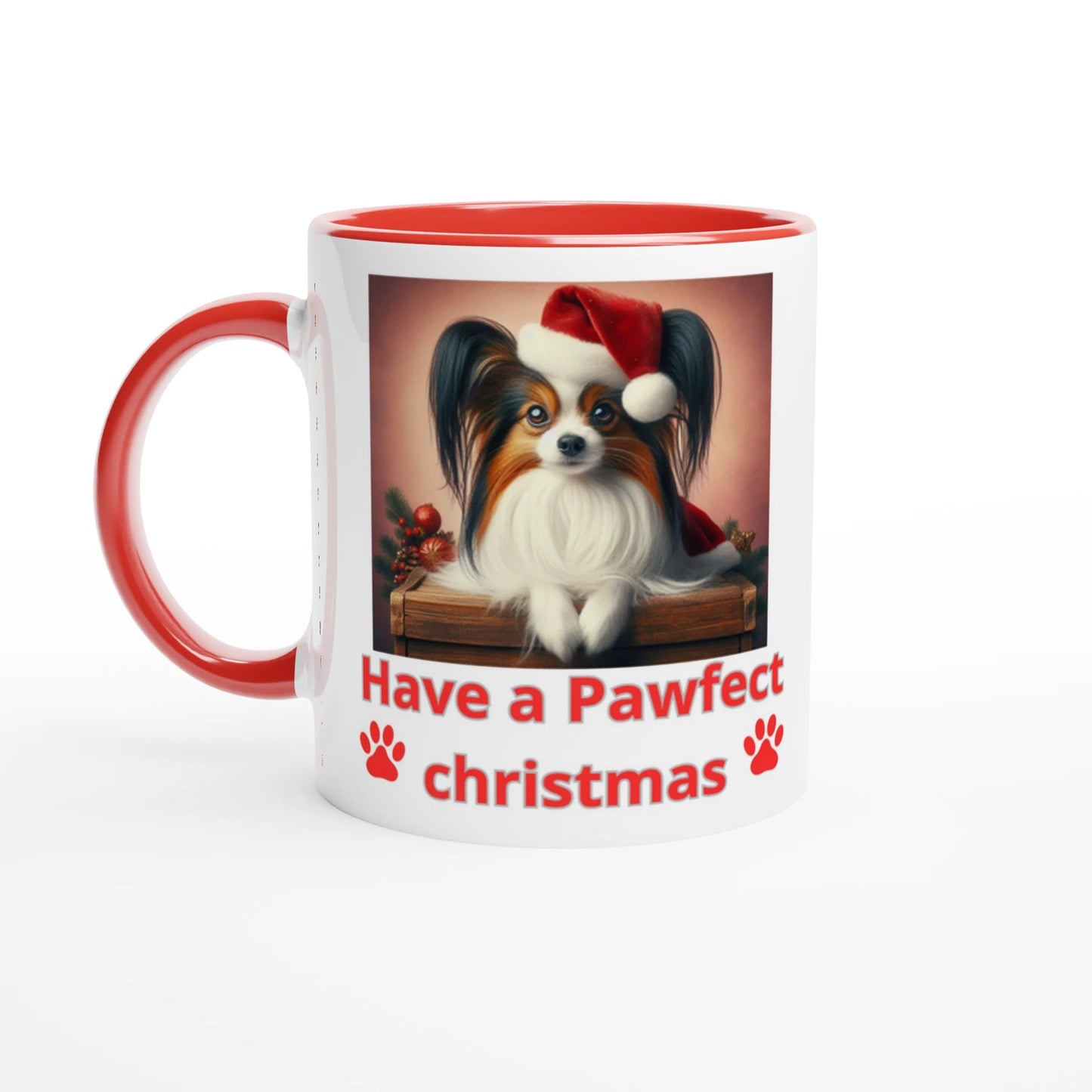 Papillon Christmas Mug with Colour Inside - Petselfie