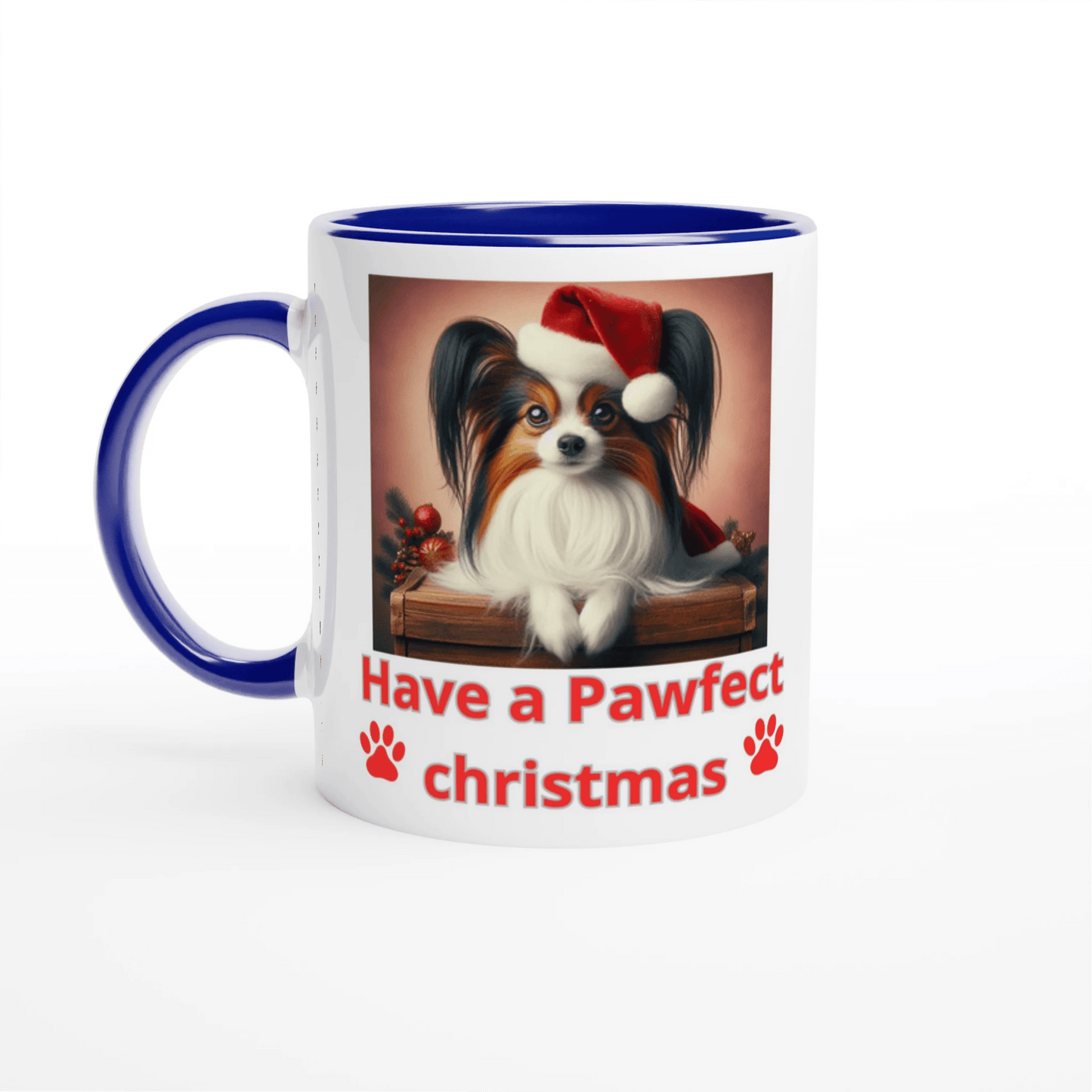 Papillon Christmas Mug with Colour Inside - Petselfie