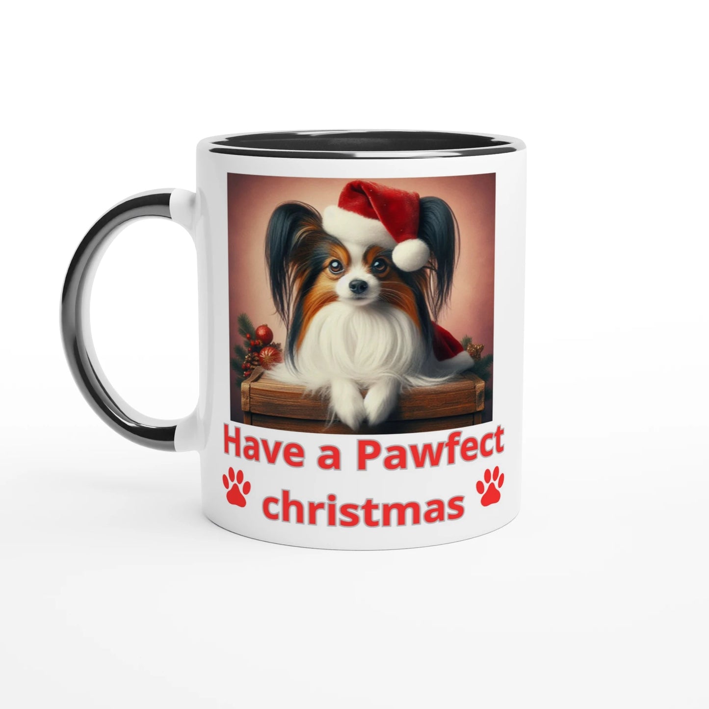 Papillon Christmas Mug with Colour Inside - Petselfie