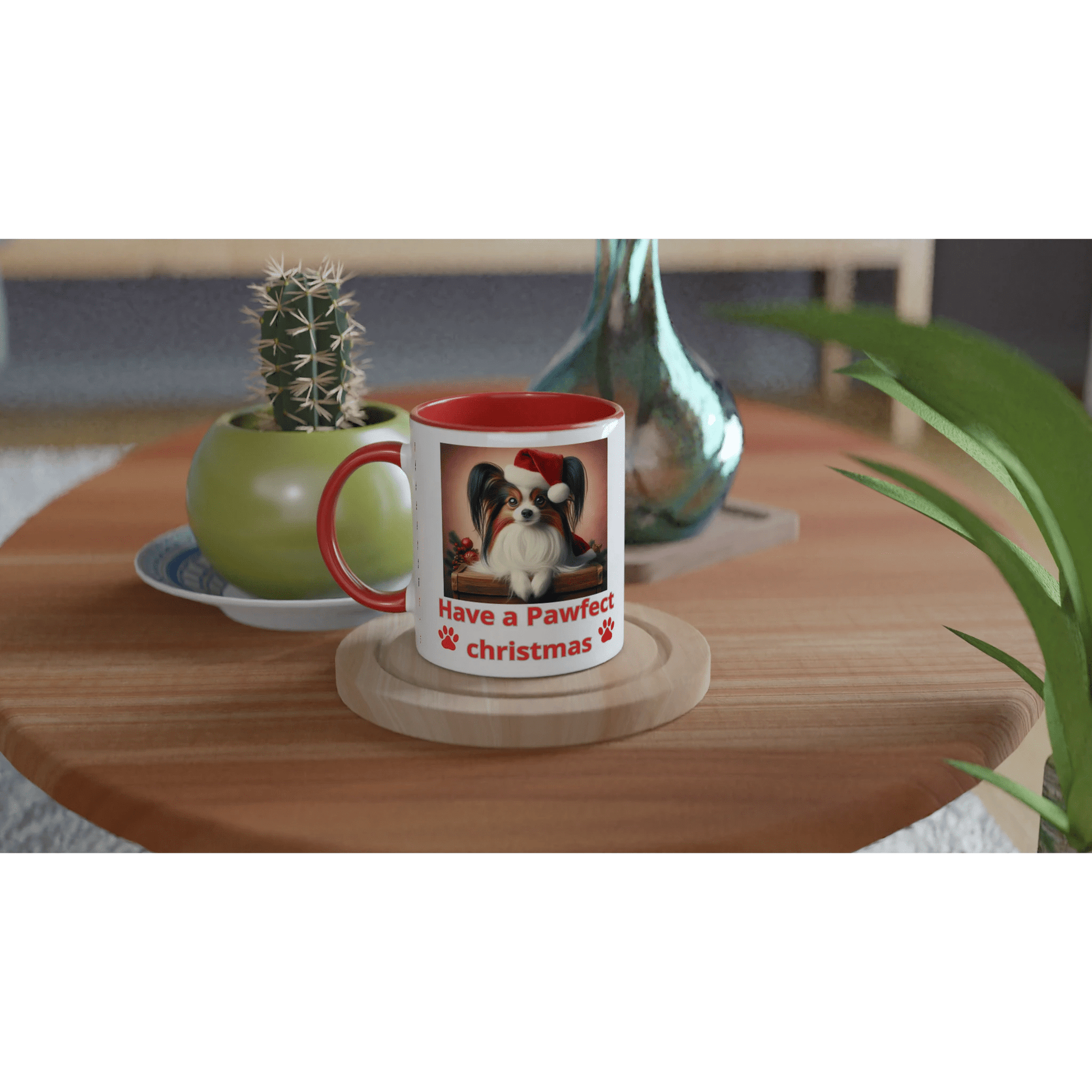 Papillon Christmas Mug with Colour Inside - Petselfie