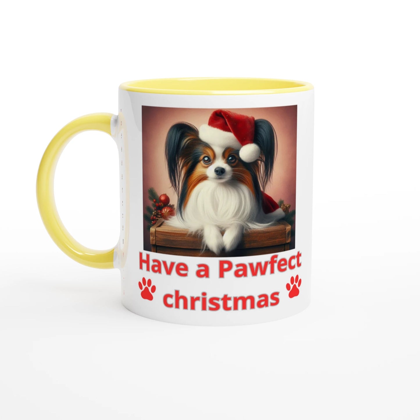 Papillon Christmas Mug with Colour Inside - Petselfie