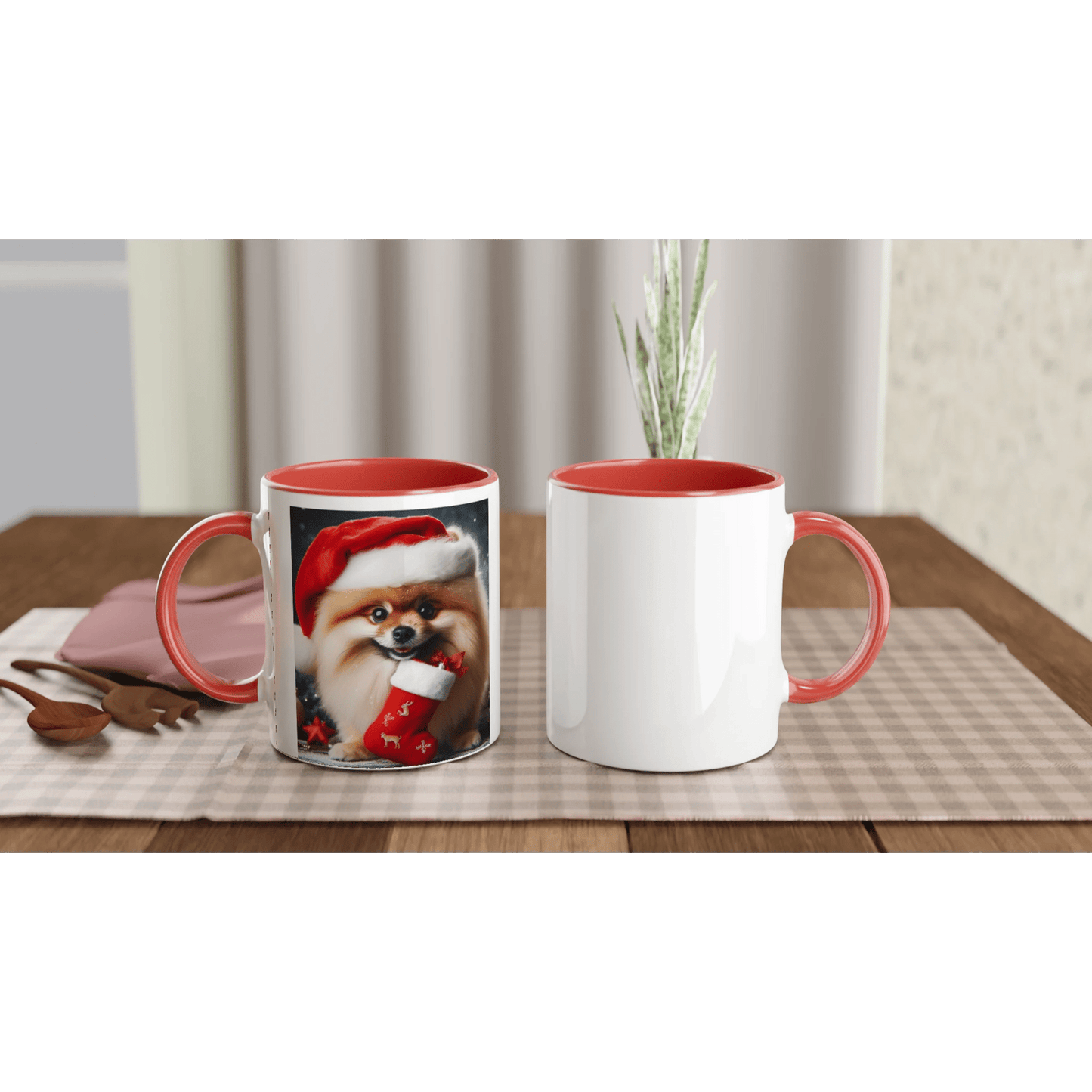 Pomeranian Dog Christmas Mug with Colour Inside - Petselfie