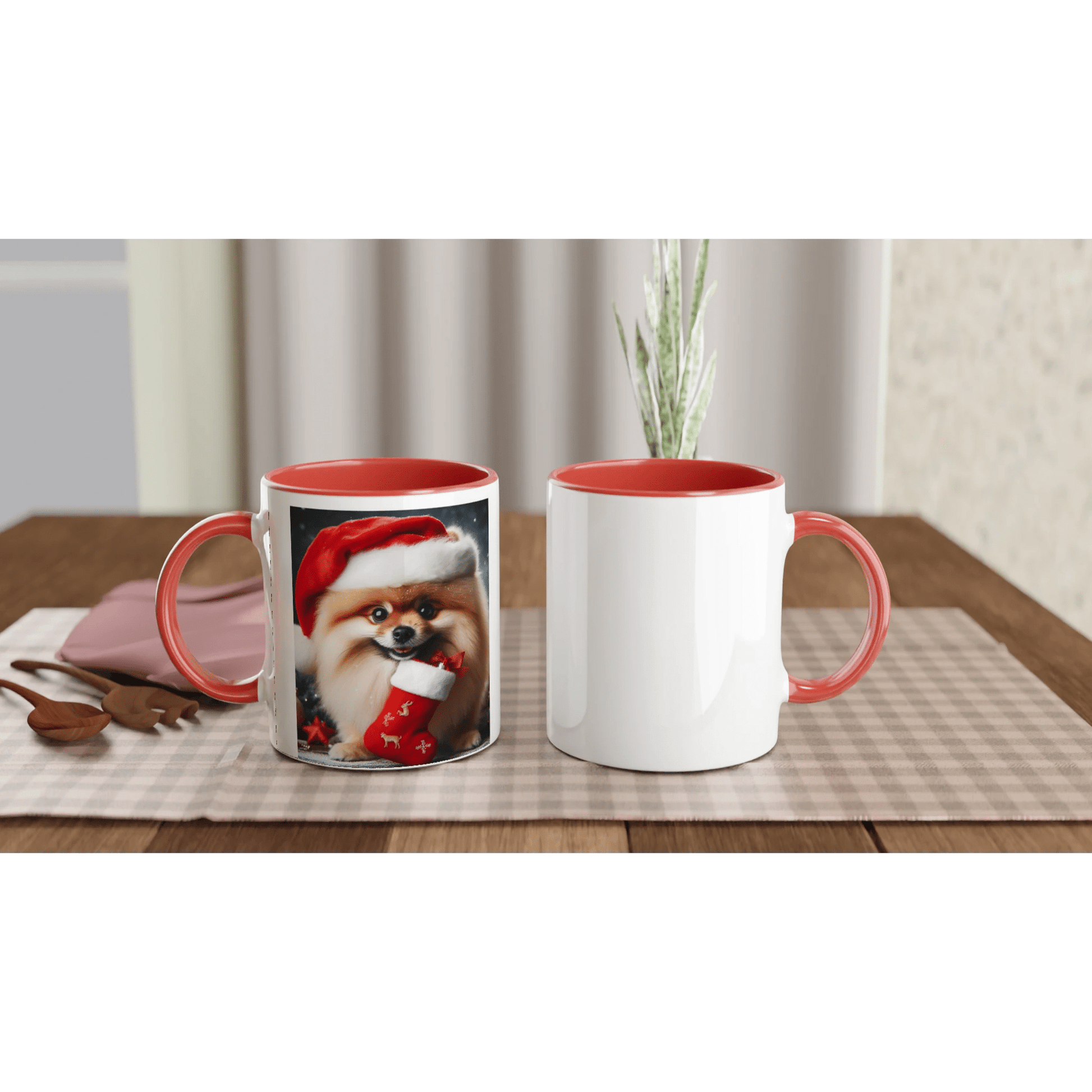 Pomeranian Dog Christmas Mug with Colour Inside - Petselfie