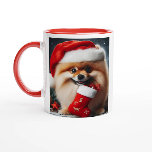 Pomeranian Dog Christmas Mug with Colour Inside - Petselfie
