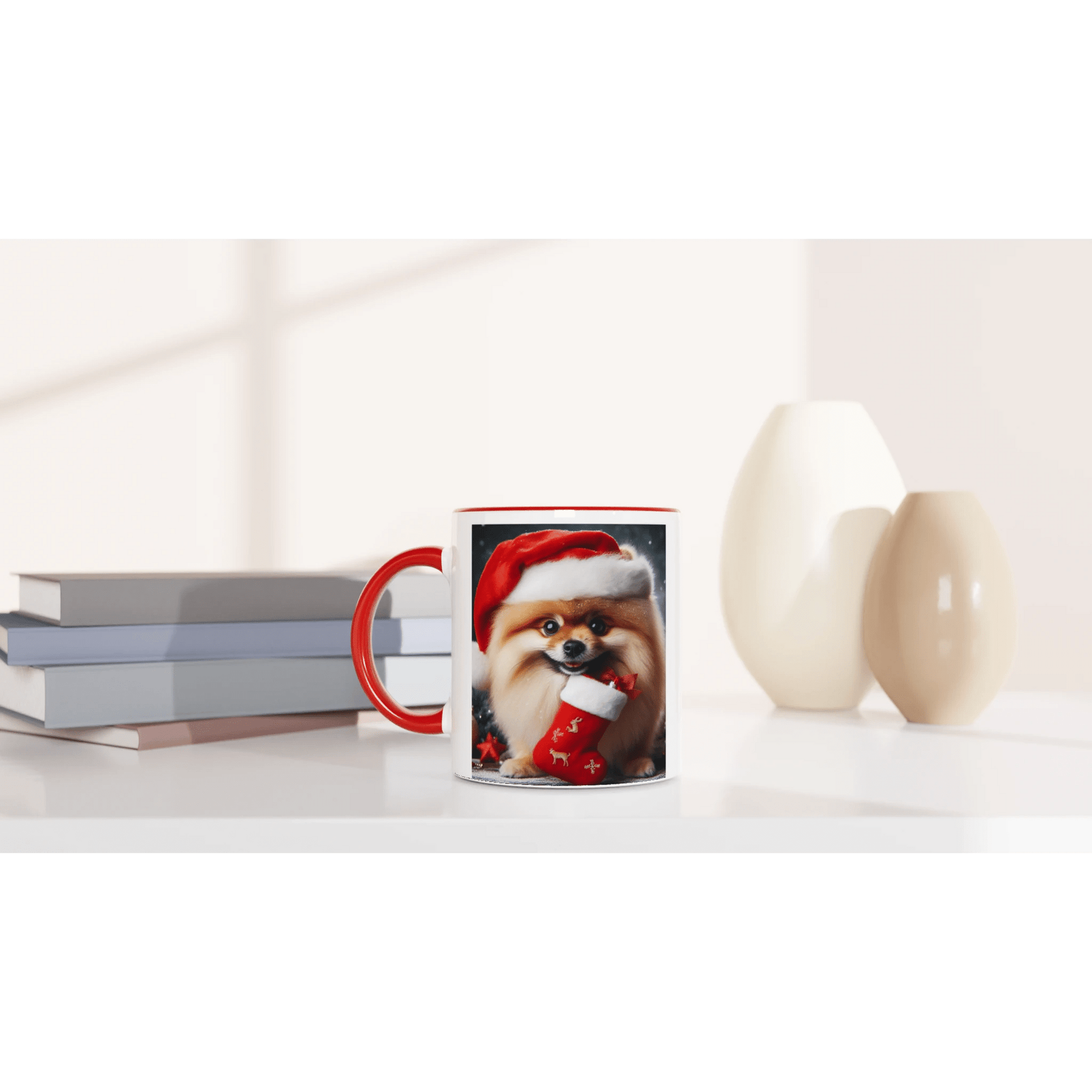 Pomeranian Dog Christmas Mug with Colour Inside - Petselfie