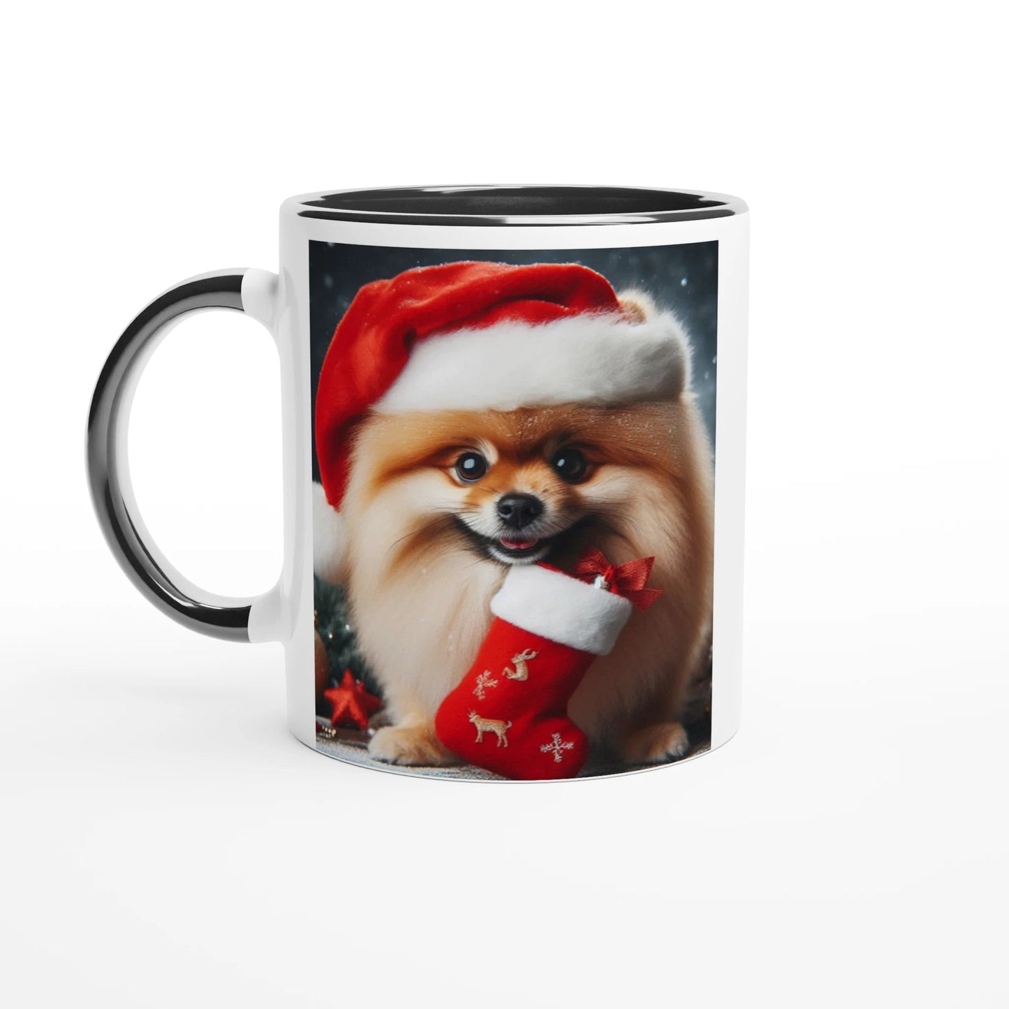 Pomeranian Dog Christmas Mug with Colour Inside - Petselfie