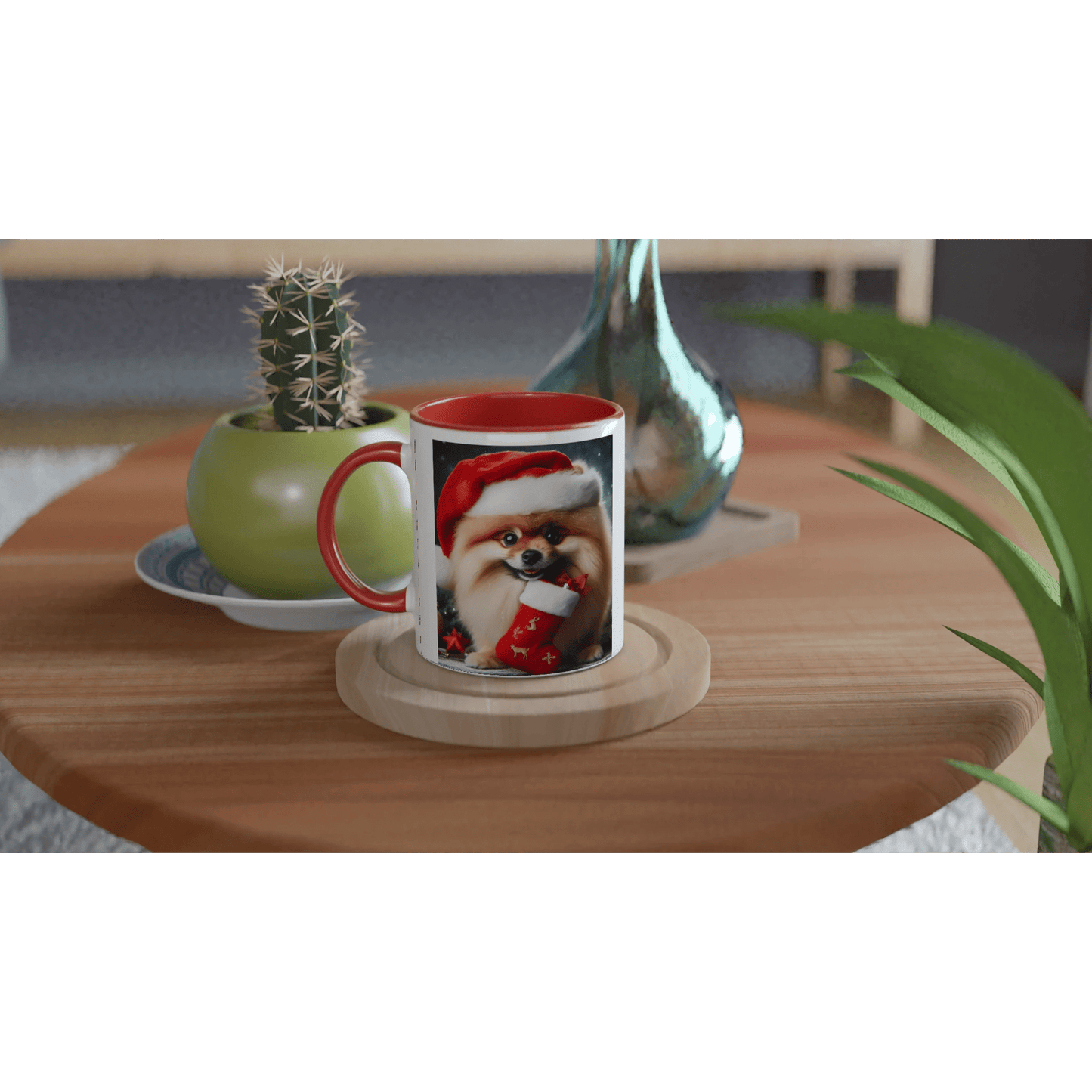 Pomeranian Dog Christmas Mug with Colour Inside - Petselfie