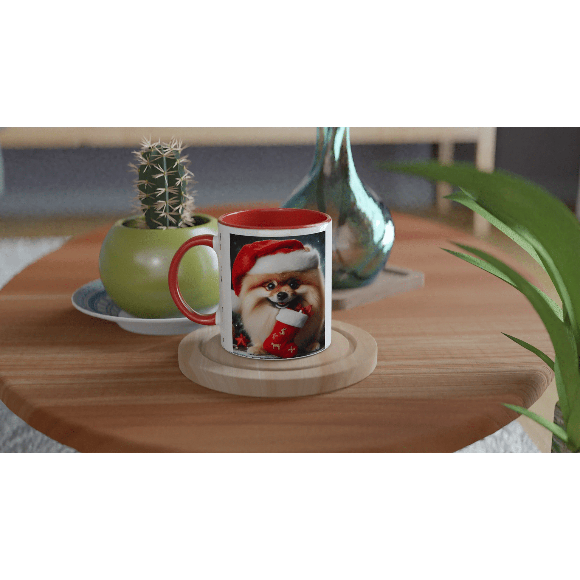 Pomeranian Dog Christmas Mug with Colour Inside - Petselfie