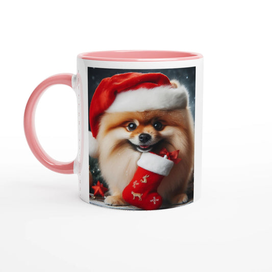 Pomeranian Dog Christmas Mug with Colour Inside - Petselfie